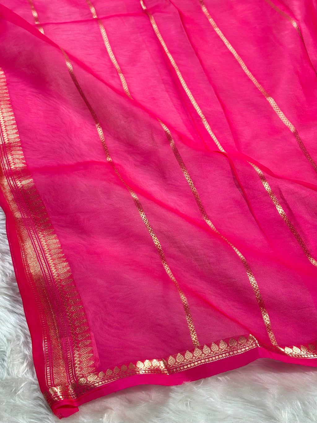 Pure Kora Organza Meena Handloom Banarasi Saree