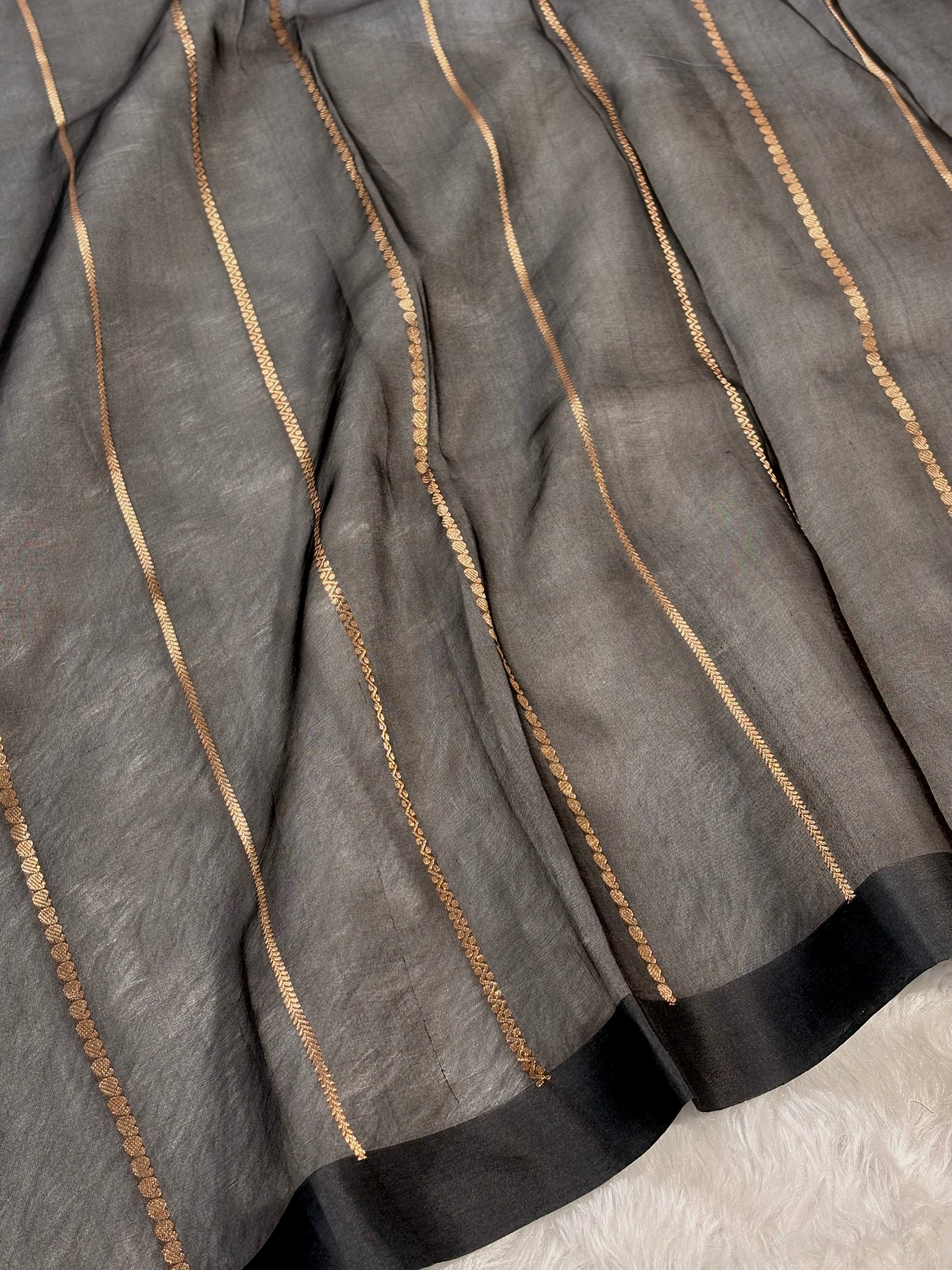 Pure Kora Organza Alfi Meena Handloom Banarasi Saree