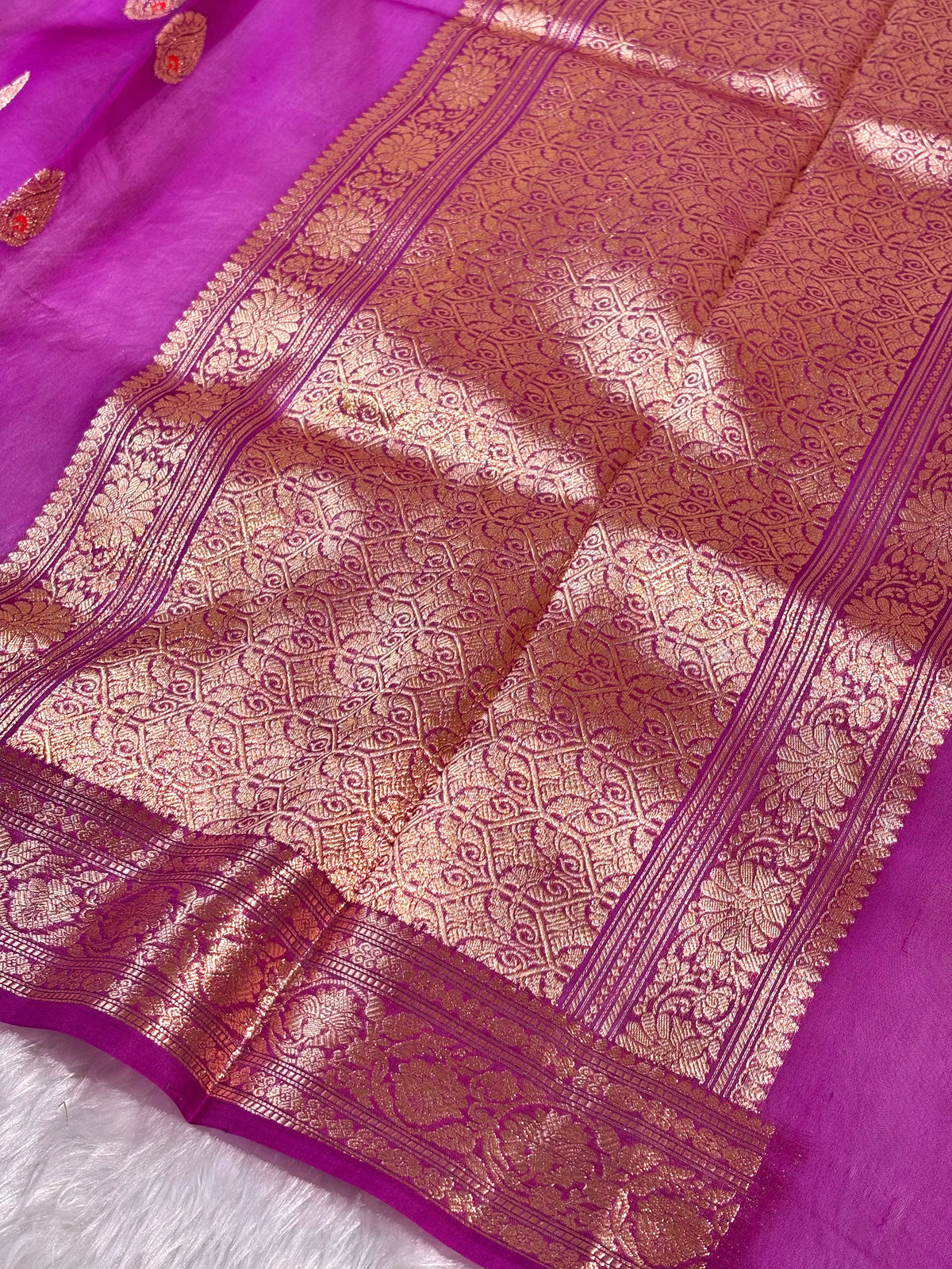 Pure Kora Organza Meena Handloom Banarasi Saree