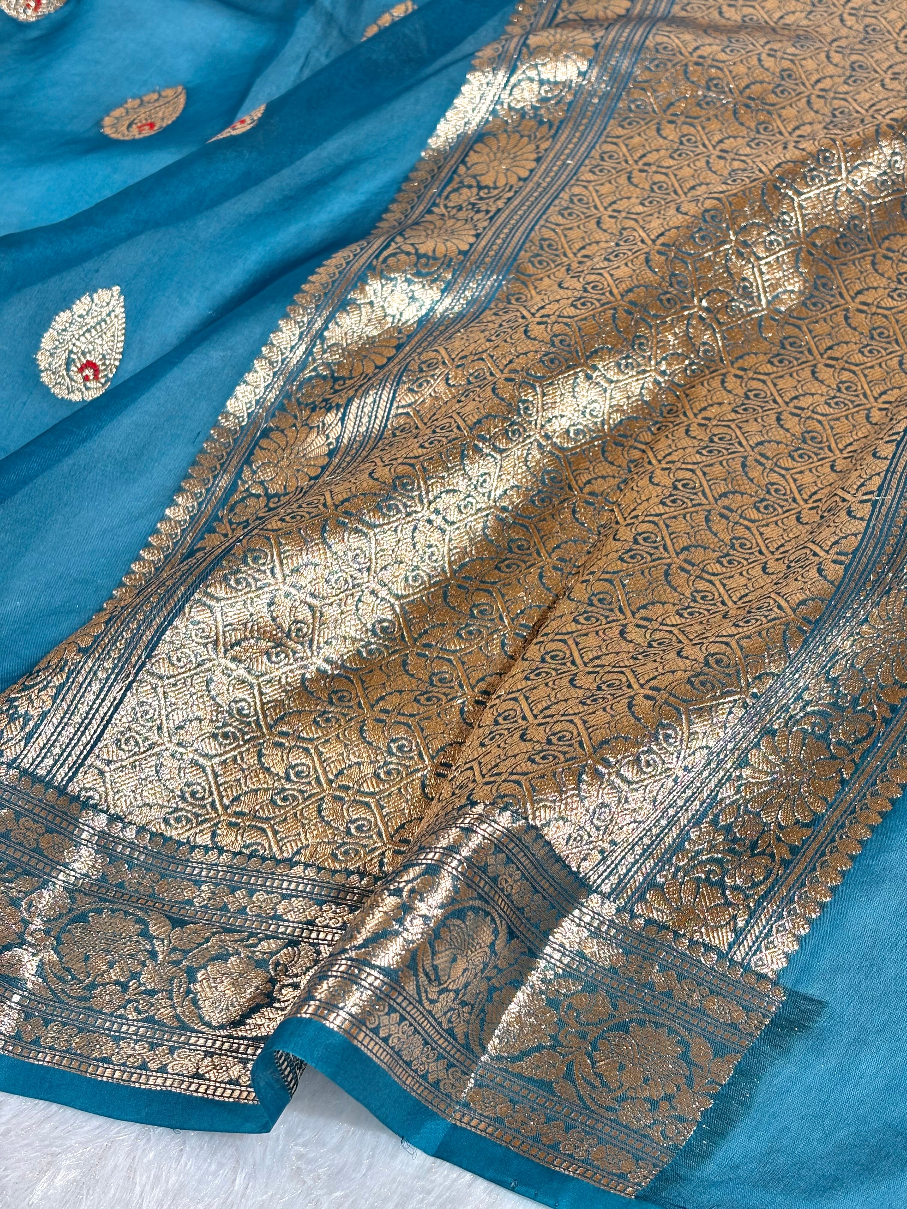 Pure Kora Organza Handloom Banarasi Saree