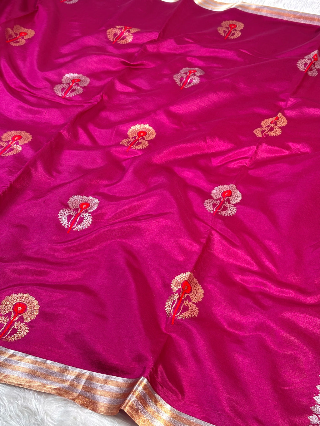 Pure Katan Alfi Meena Handloom Banarasi Saree