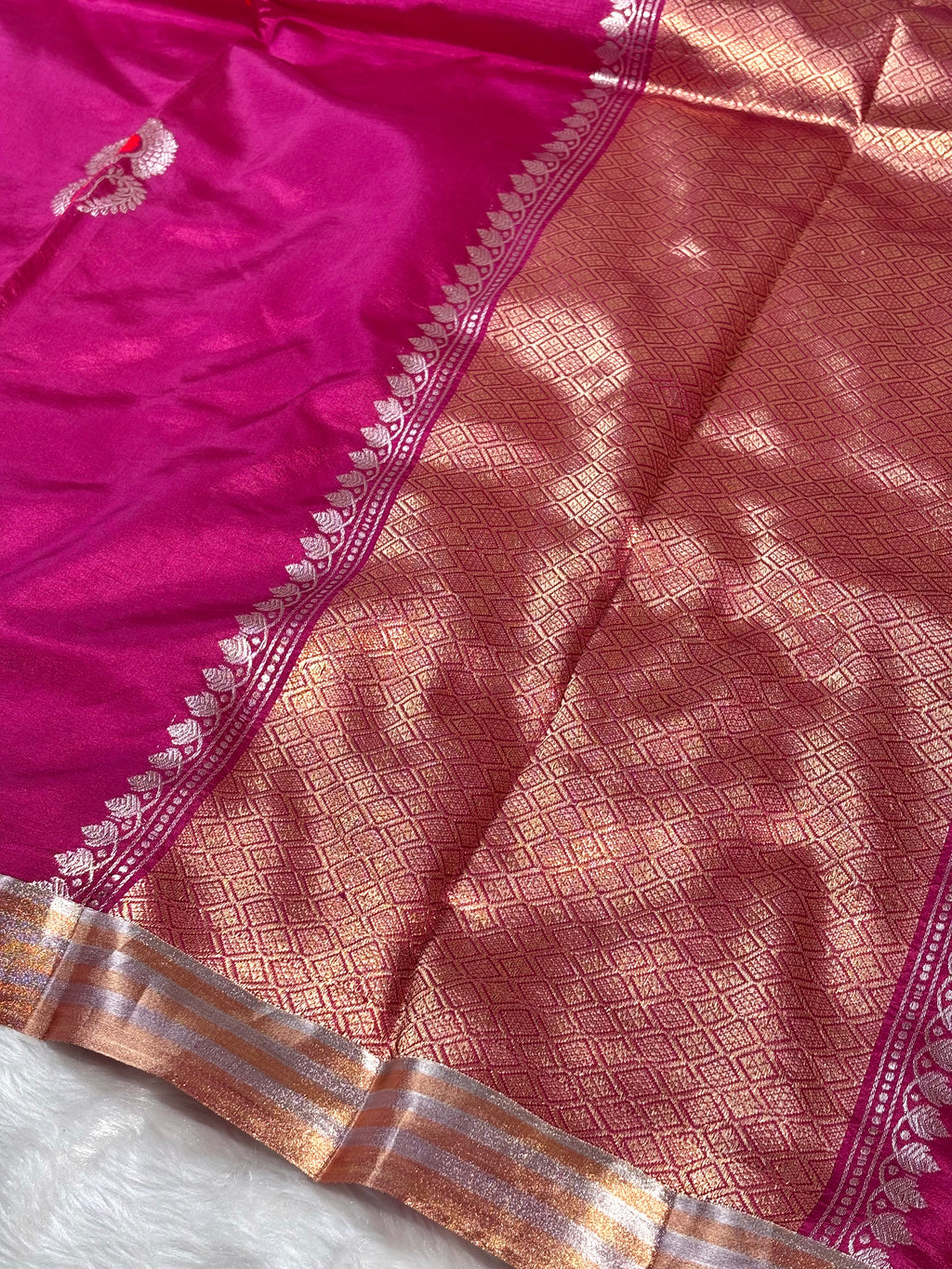 Pure Katan Alfi Meena Handloom Banarasi Saree