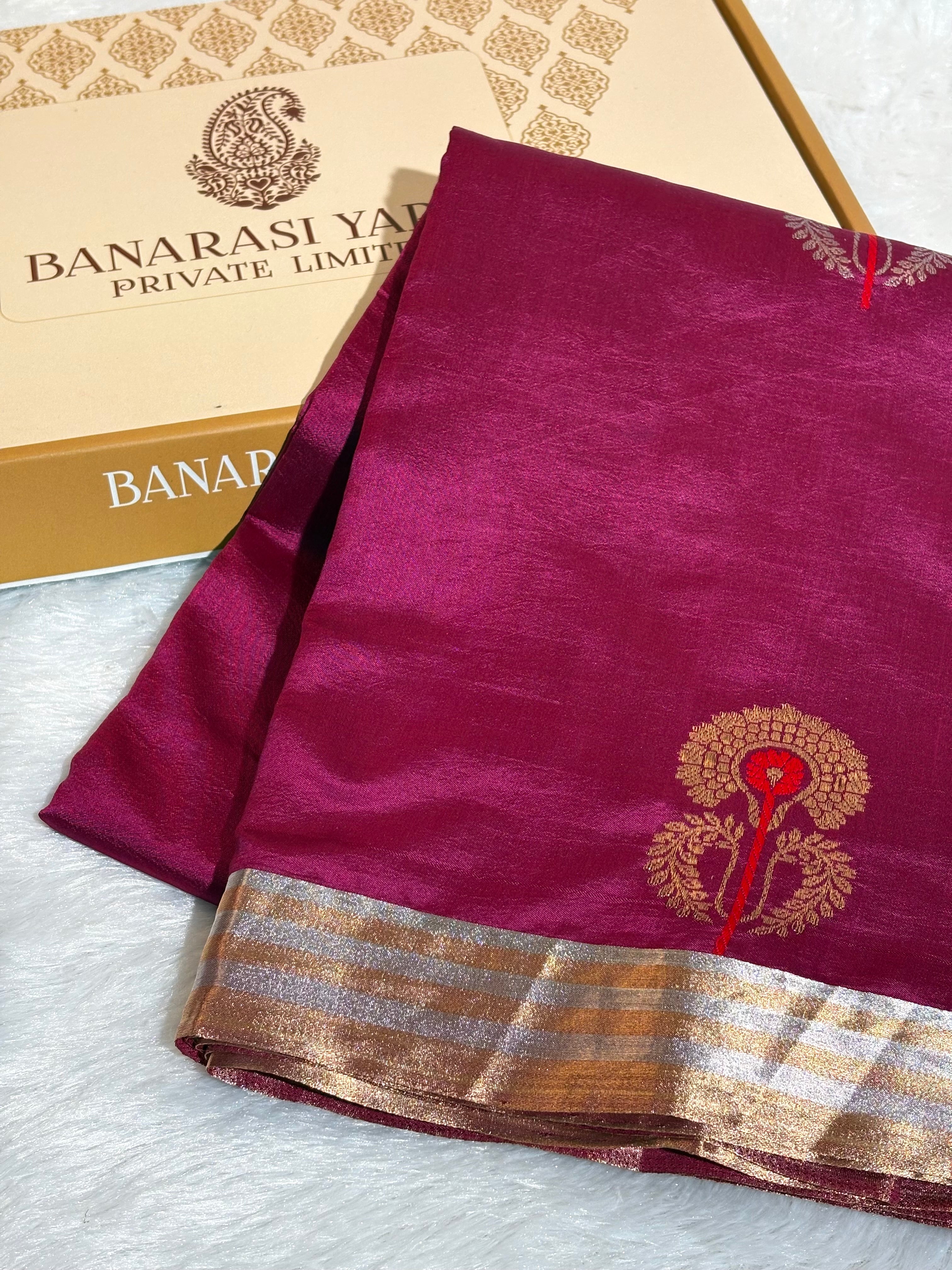 Pure Katan Alfi Meena Handloom Banarasi Saree