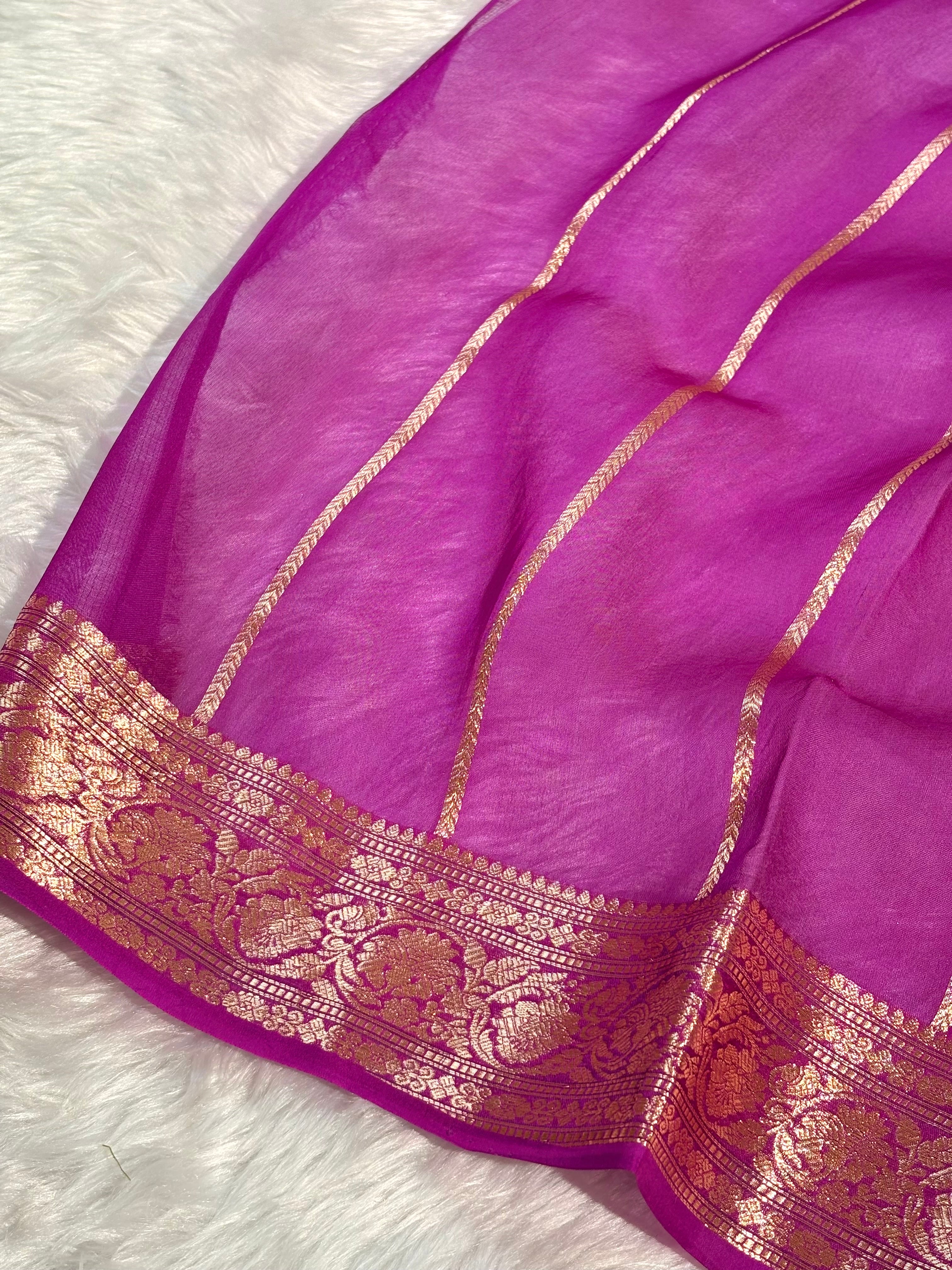 Pure Kora Organza Meena Handloom Banarasi Saree