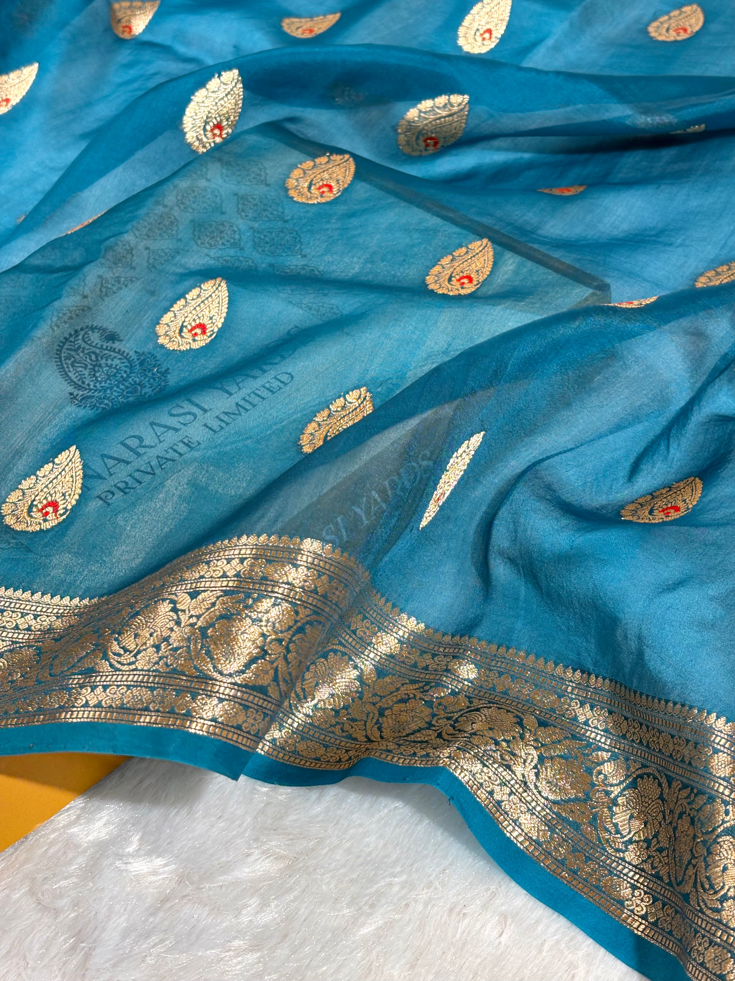 Pure Kora Organza Handloom Banarasi Saree