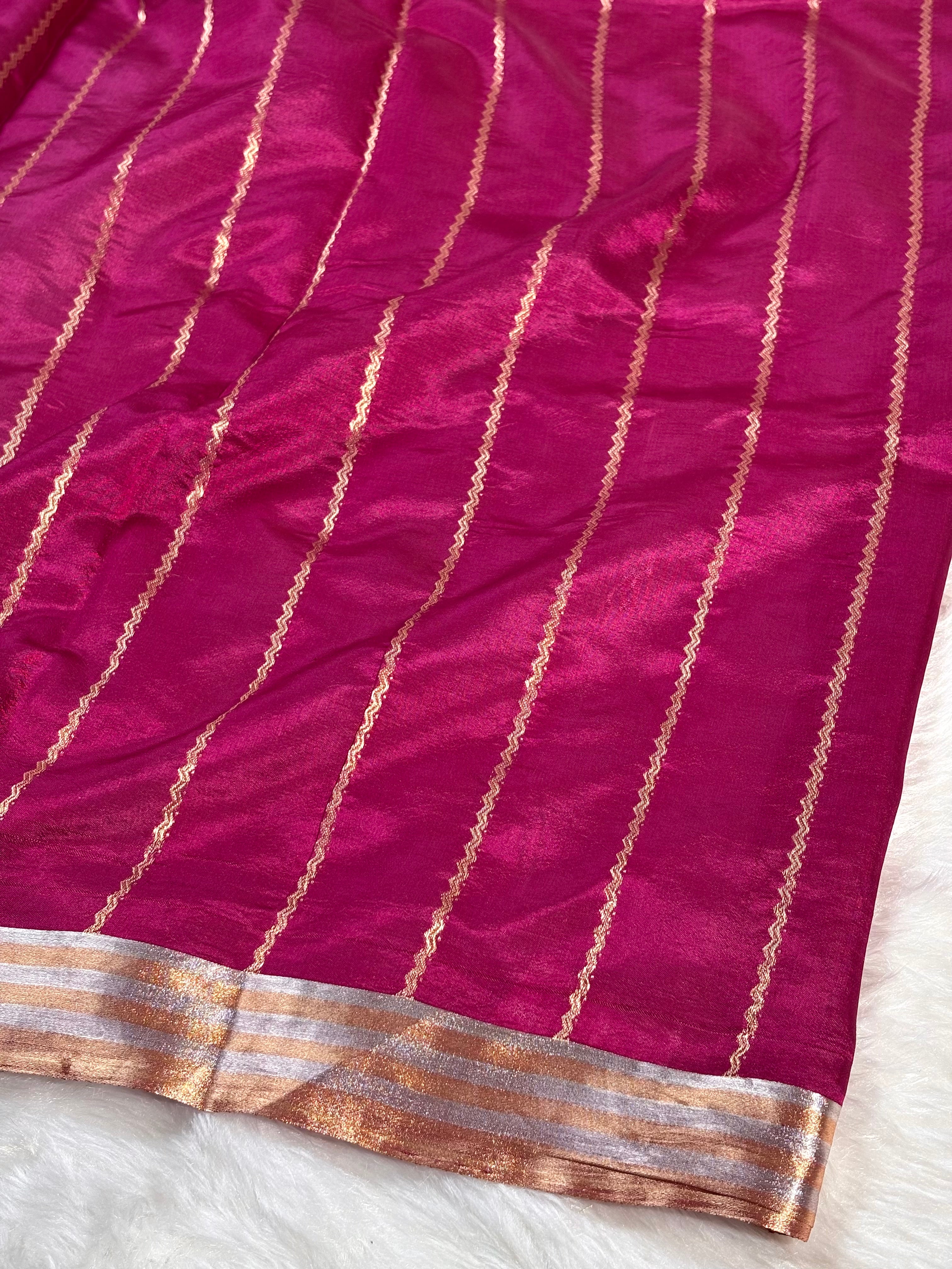 Pure Katan Alfi Meena Handloom Banarasi Saree