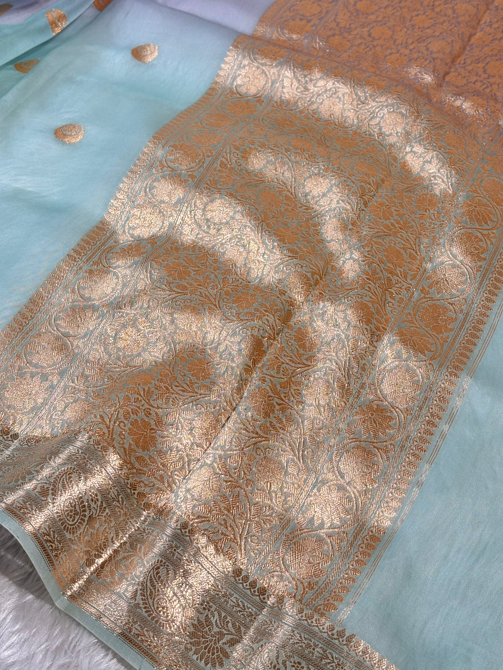 Pure Kora Organza Ombre Handloom Banarasi Saree
