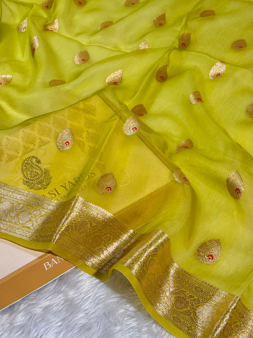 Pure Kora Organza Meena Handloom Banarasi Saree