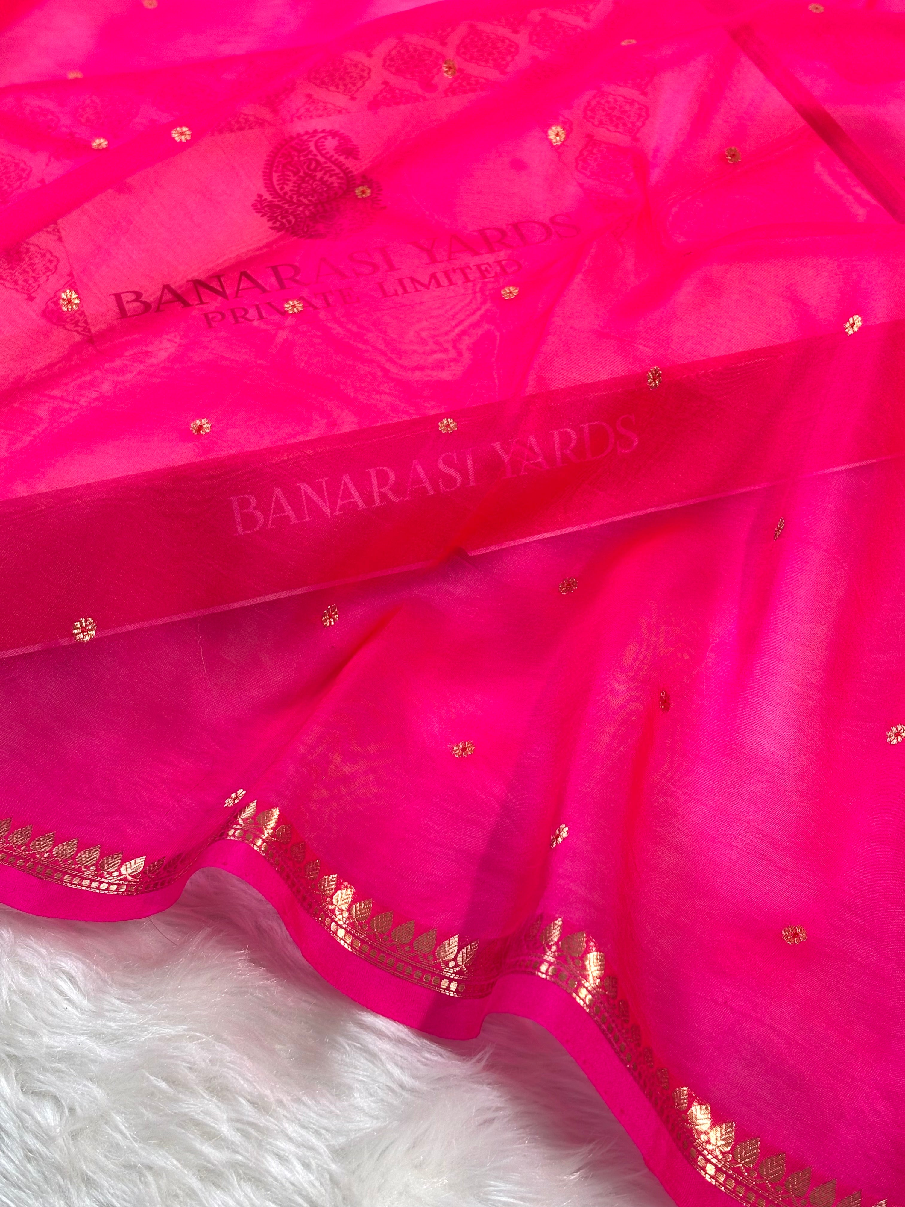 Pure Kora Organza Meena Handloom Banarasi Saree