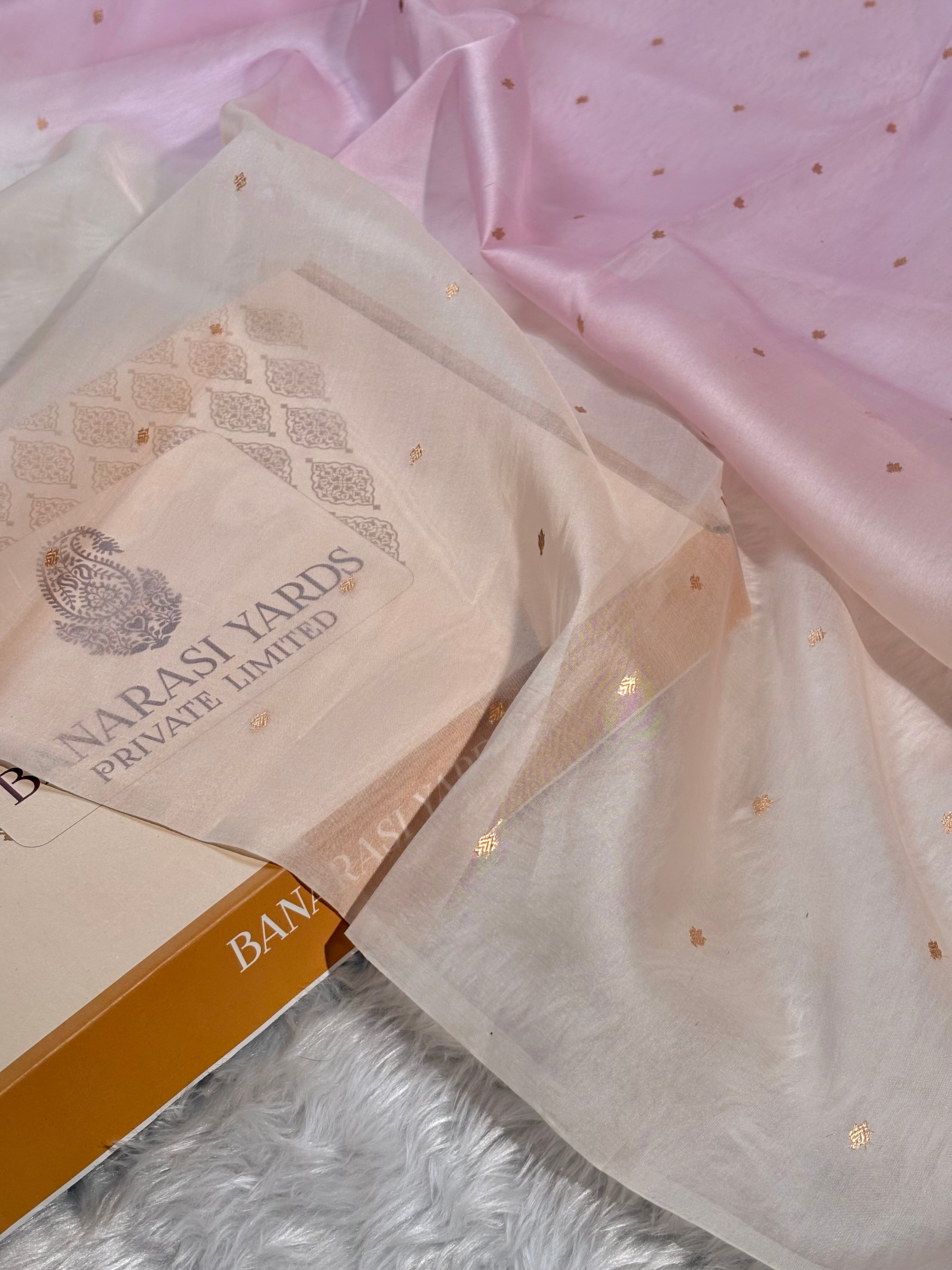 Pure Kora Organza Ombre Handloom Banarasi Saree