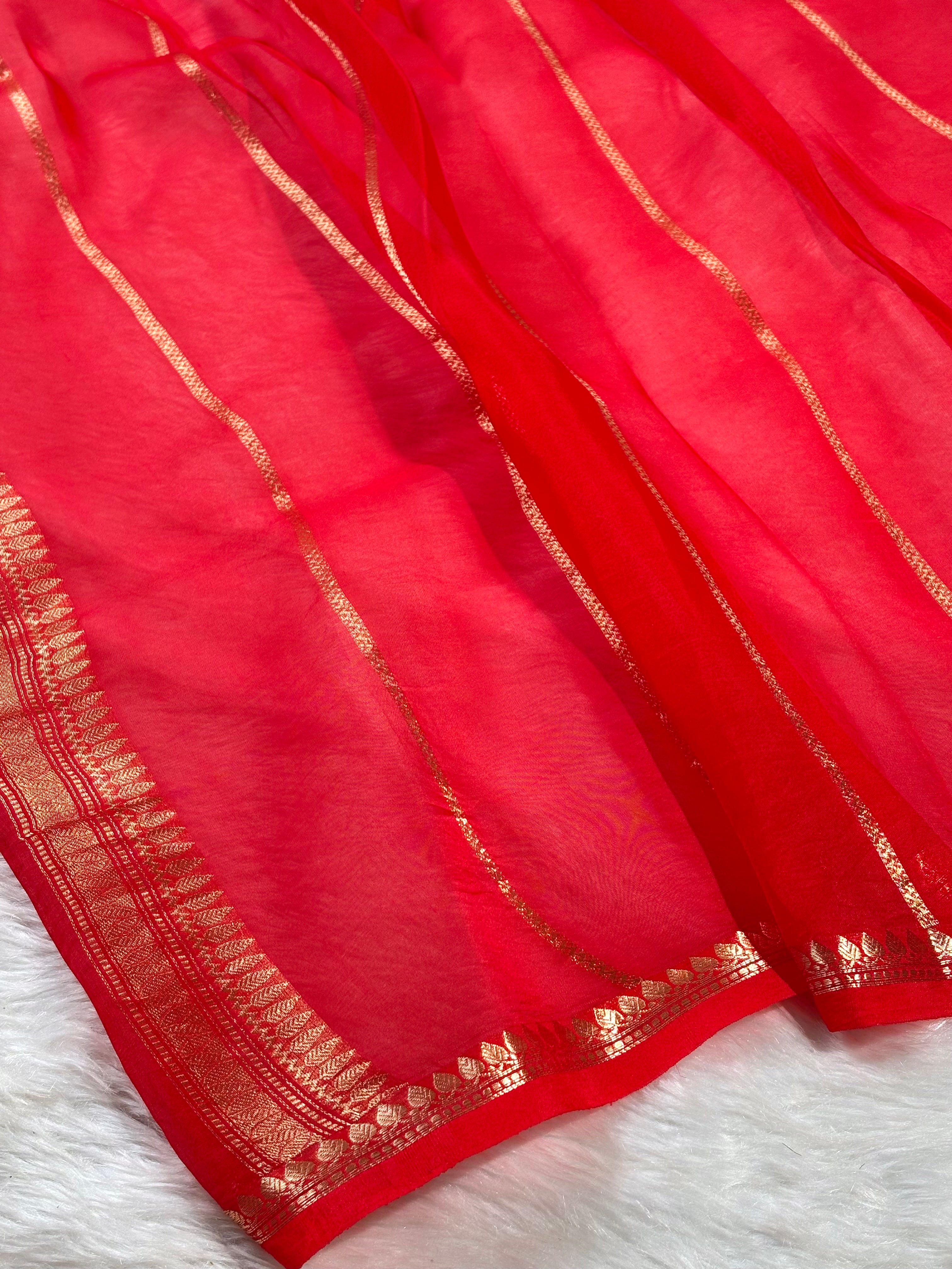 Pure Kora Organza Meena Handloom Banarasi Saree