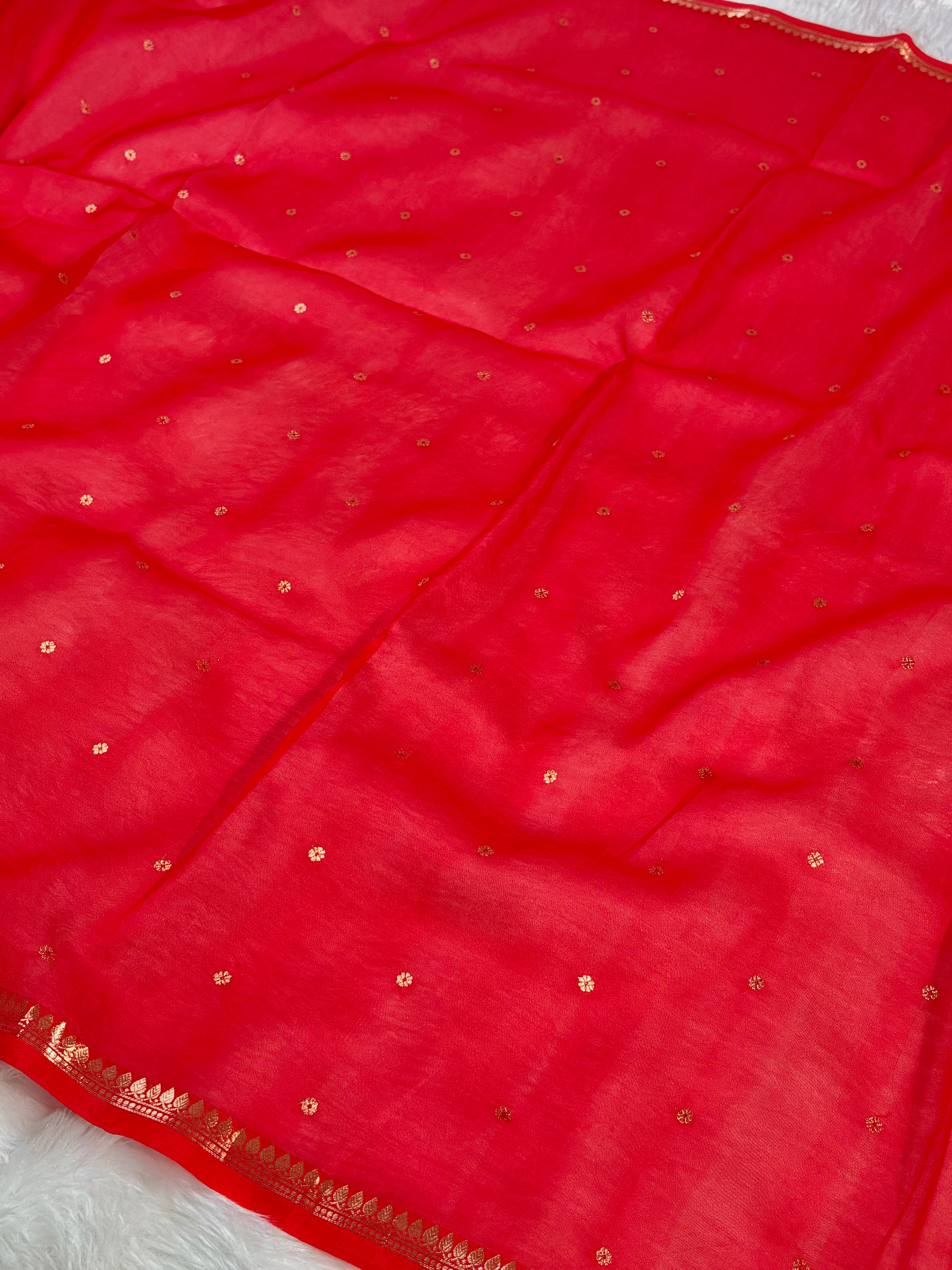 Pure Kora Organza Meena Handloom Banarasi Saree