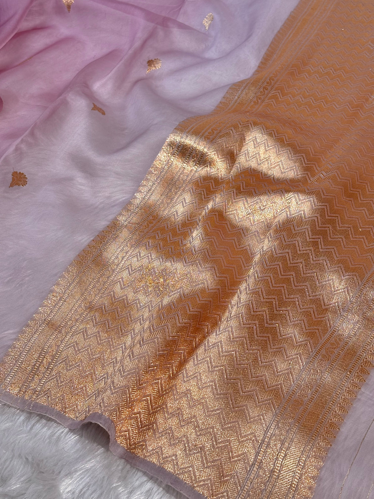 Pure Kora Organza Ombre Handloom Banarasi Saree