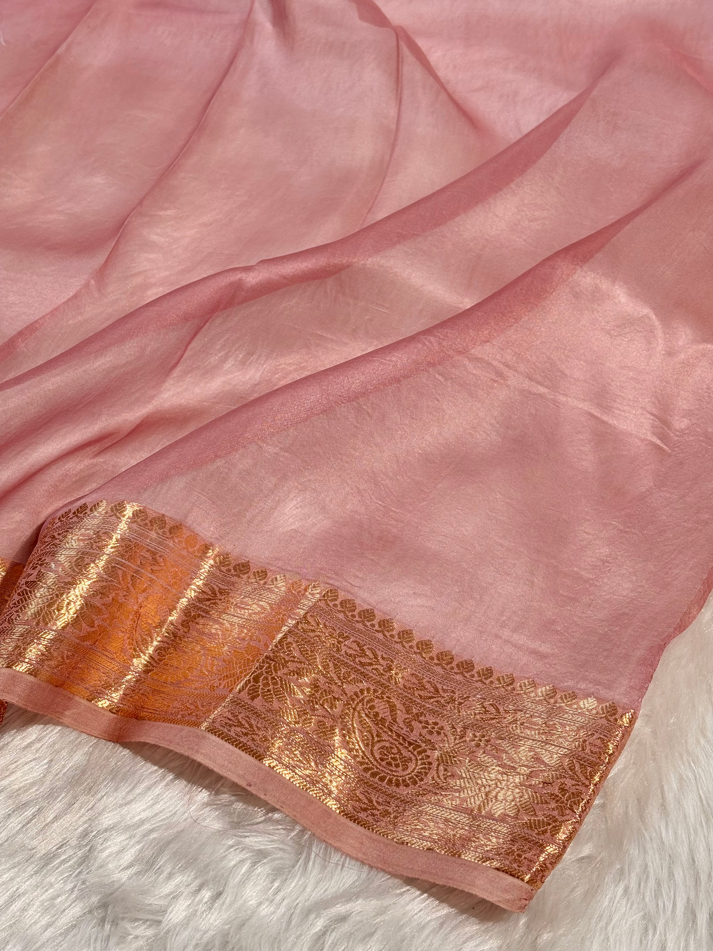 Pure Kora Organza Ombre Handloom Banarasi Saree