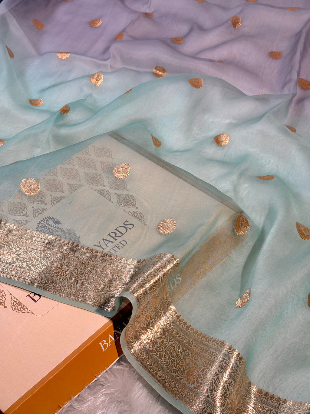 Pure Kora Organza Ombre Handloom Banarasi Saree