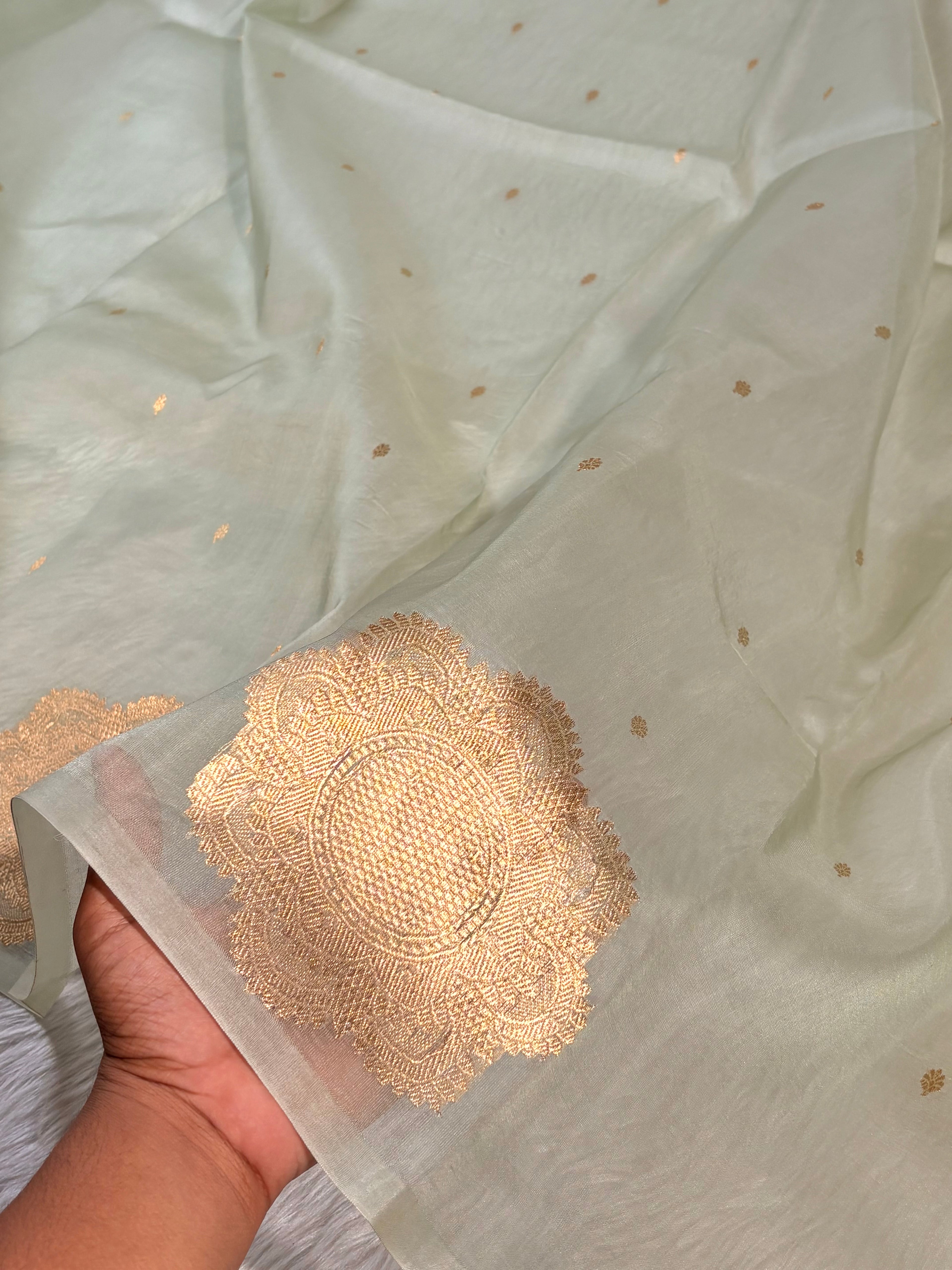 Pure Kora Organza Handloom Banarasi Saree