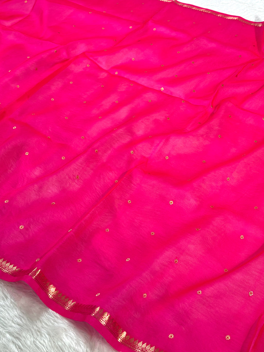 Pure Kora Organza Meena Handloom Banarasi Saree