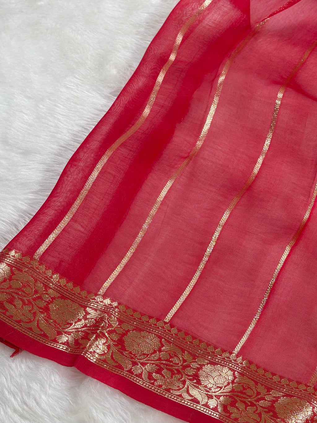 Pure Kora Organza Handloom Banarasi saree