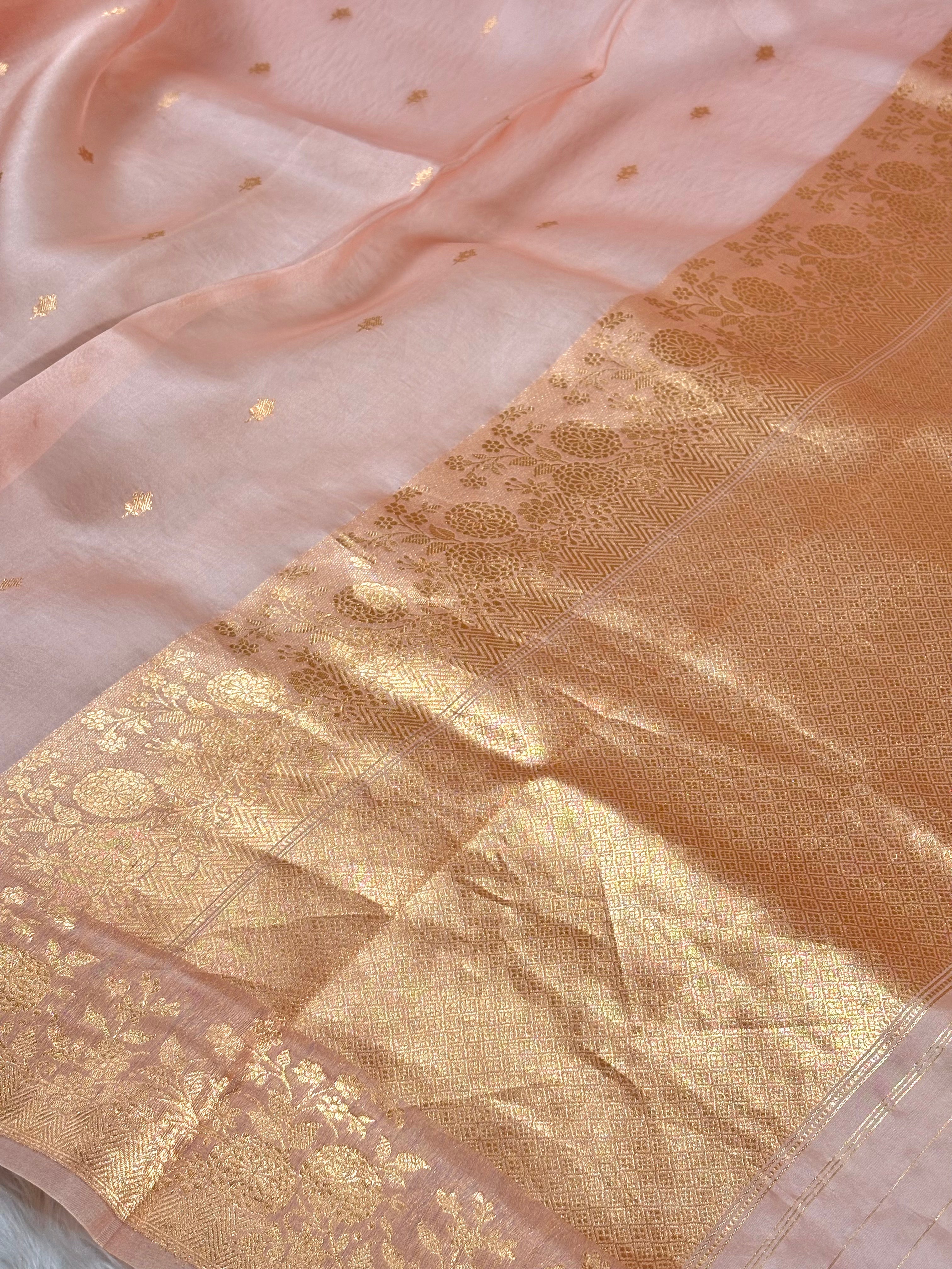 Pure Kora Organza Handloom Banarasi Saree