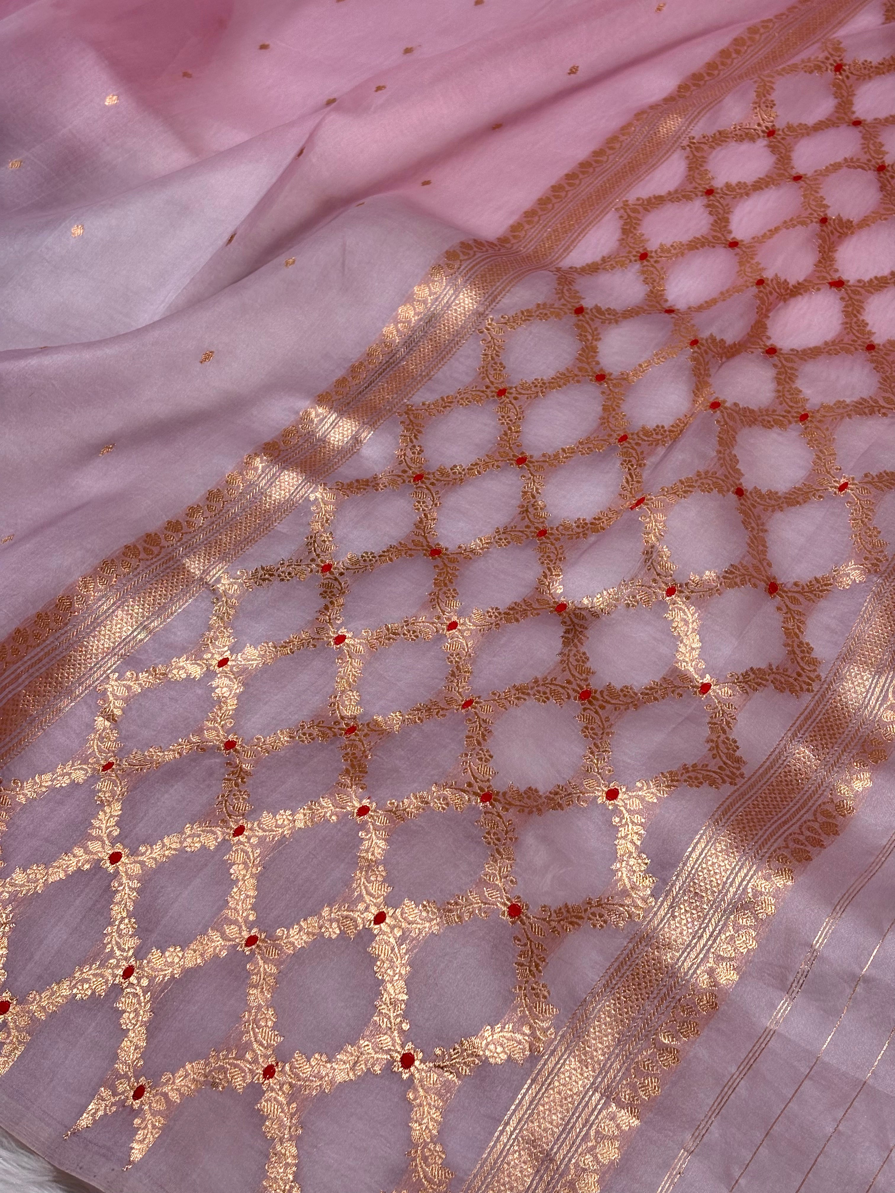 Pure Kora Organza Ombre Handloom Banarasi Saree