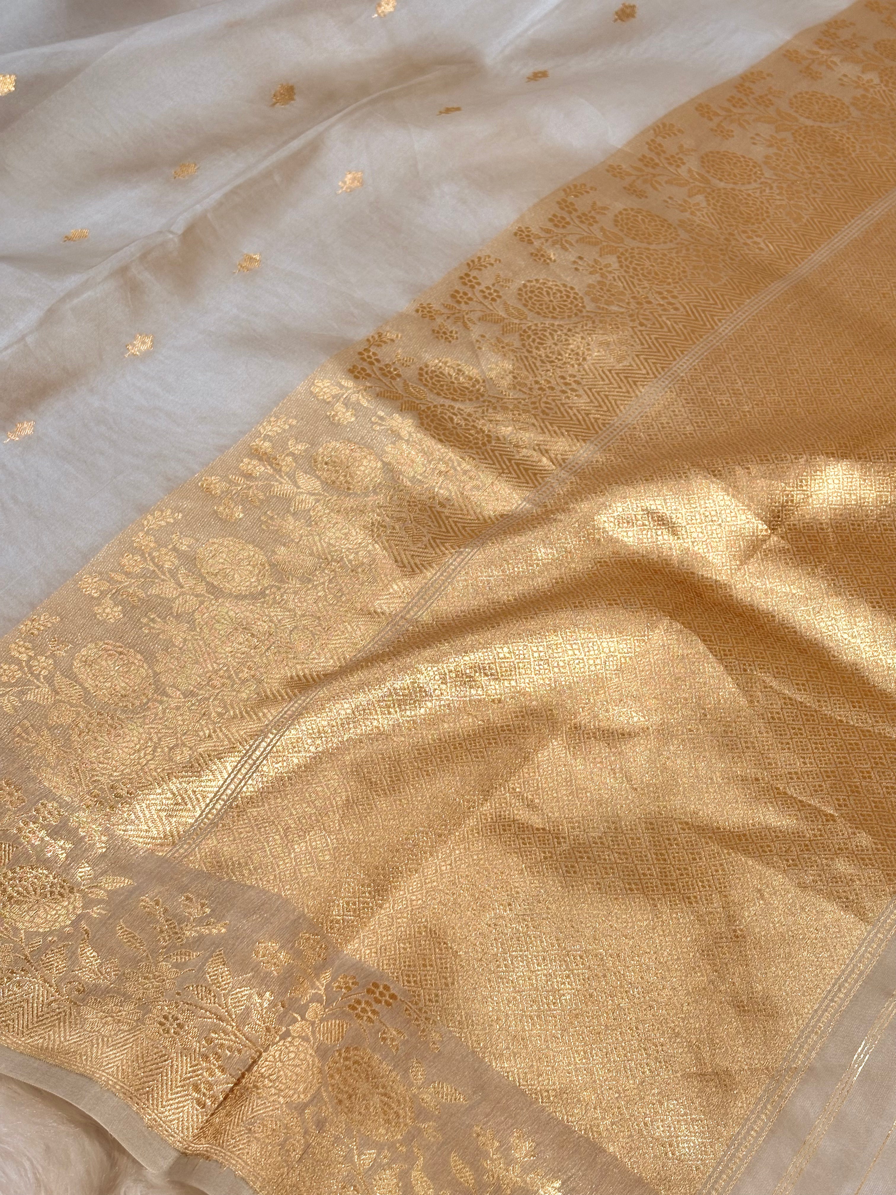 Pure Kora Organza Handloom Banarasi Saree