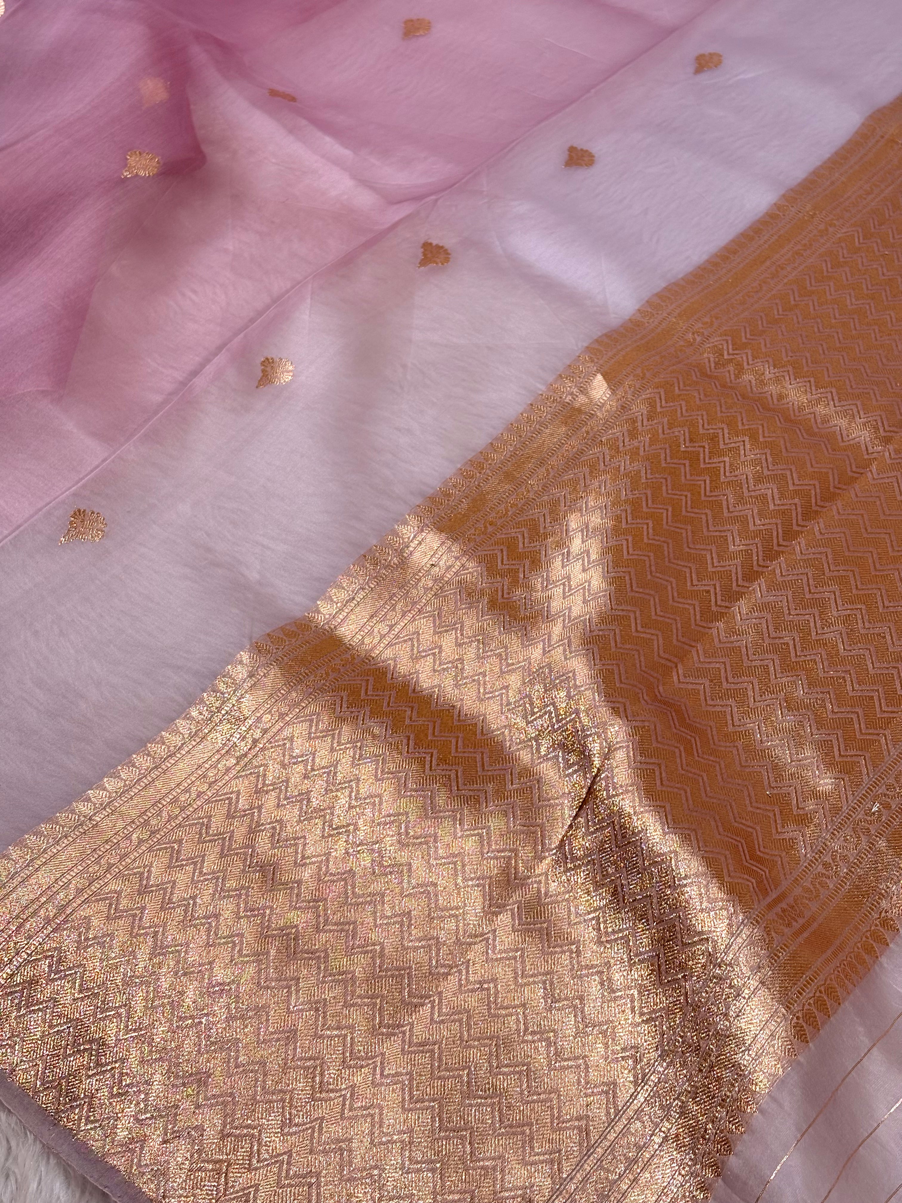 Pure Kora Organza Ombre Handloom Banarasi Saree
