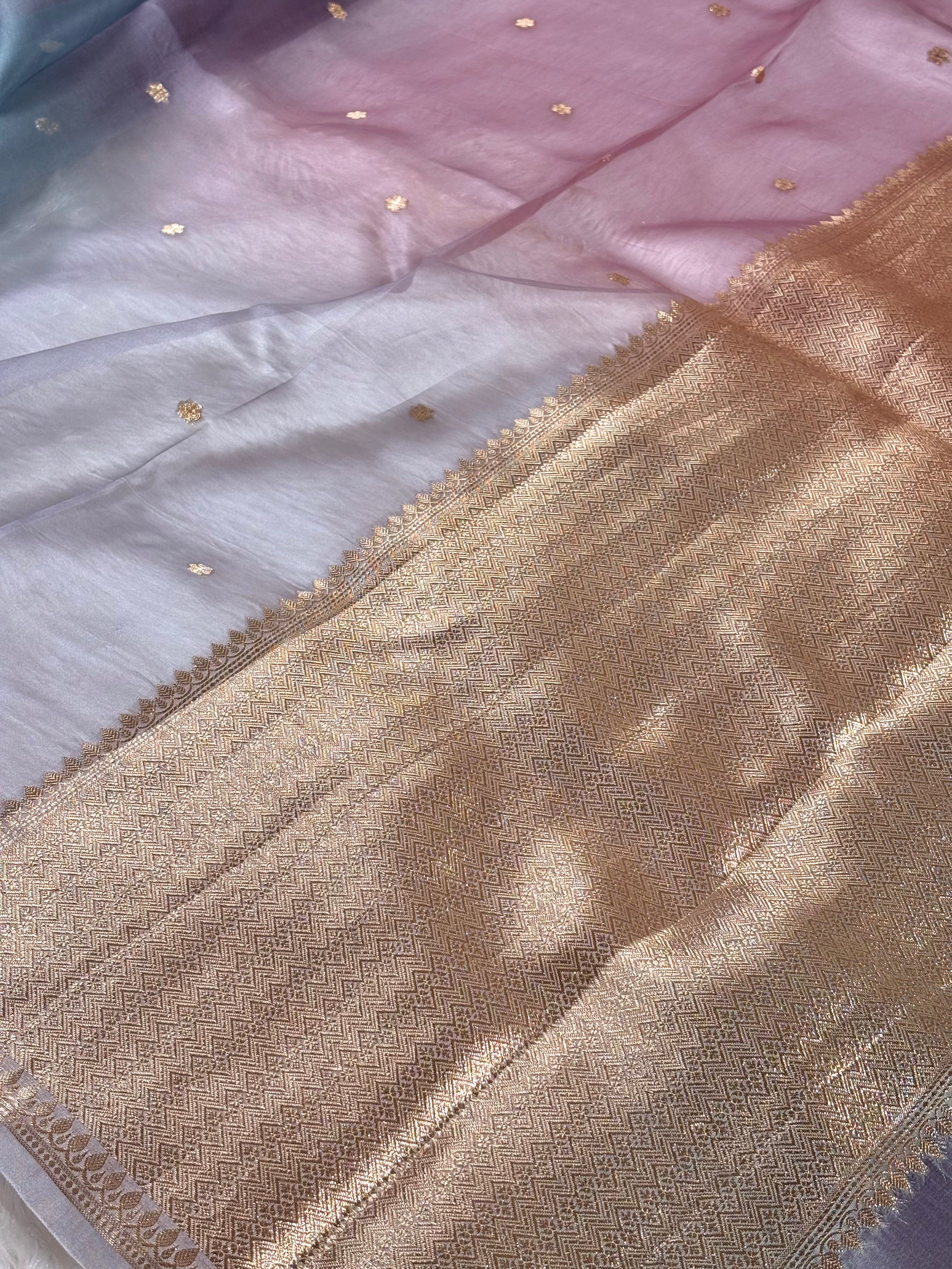 Pure Kora Organza Ombre Banarasi Saree