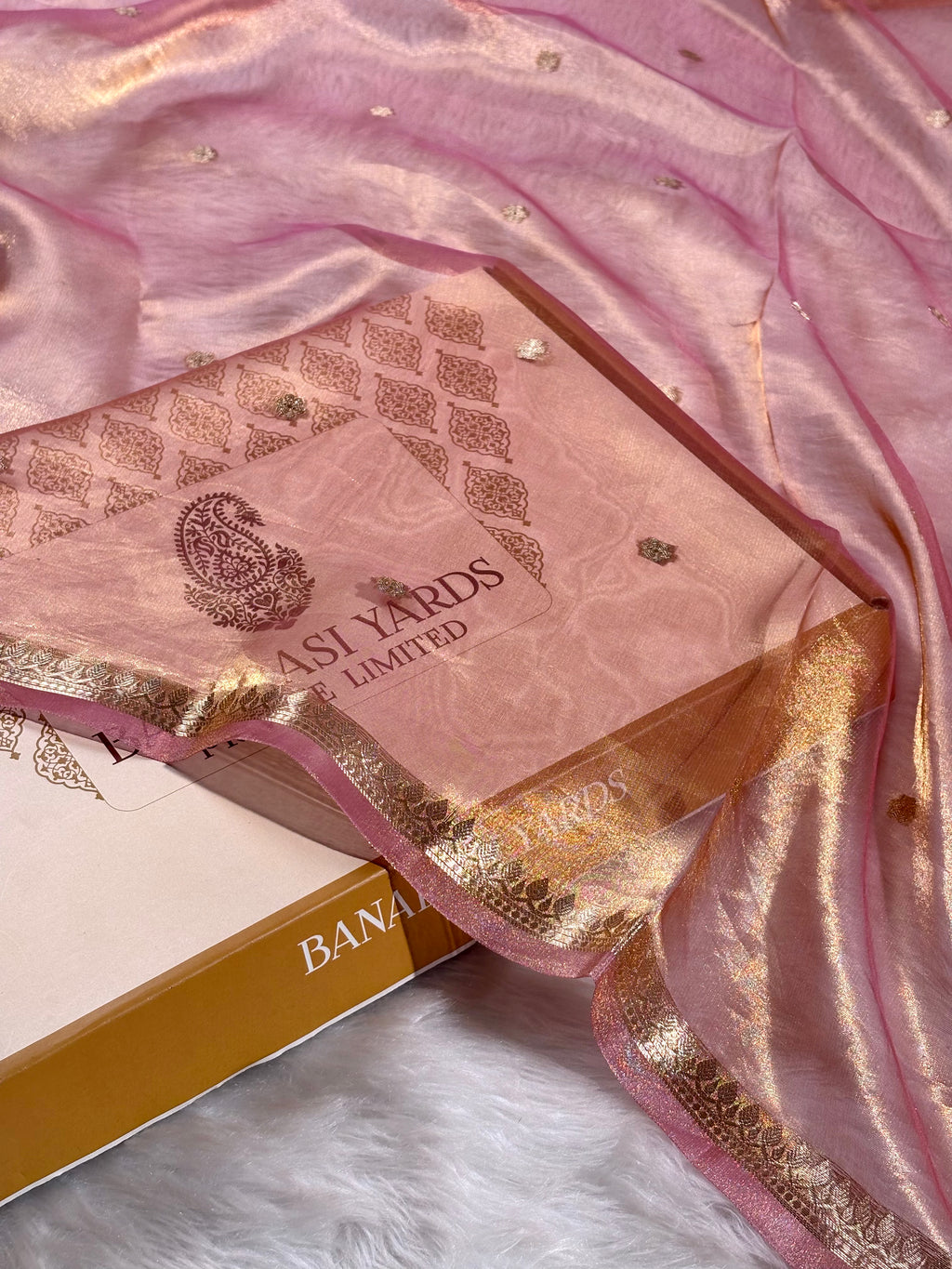 Pure Tishu Silk Banarasi Saree — woven on traditional looms in Varanasi using finest tussar silk