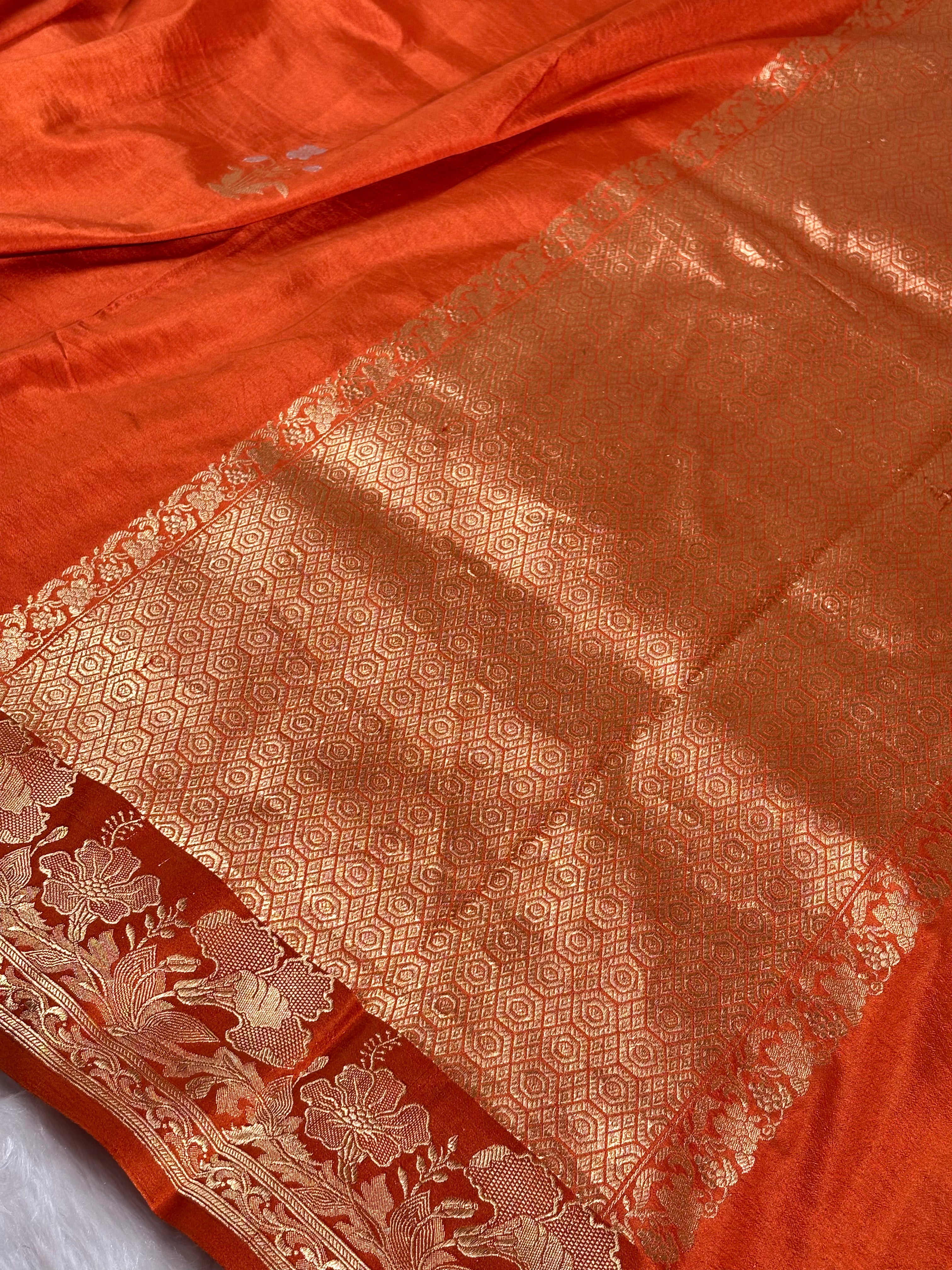 Pure Katan Silk Alfi Handloom Banarasi Saree