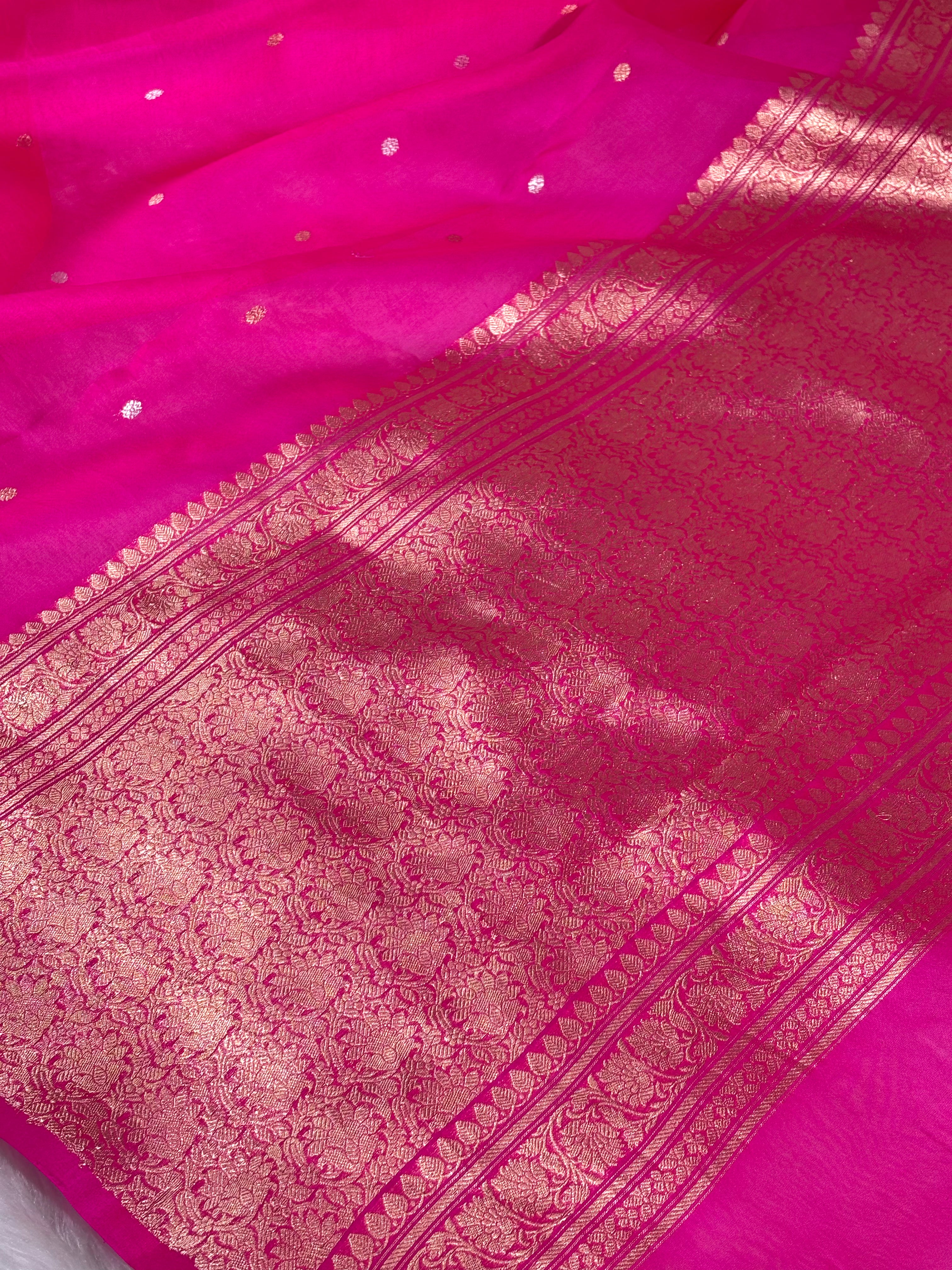 Pure Kora Organza Alfi Handloom Banarasi saree
