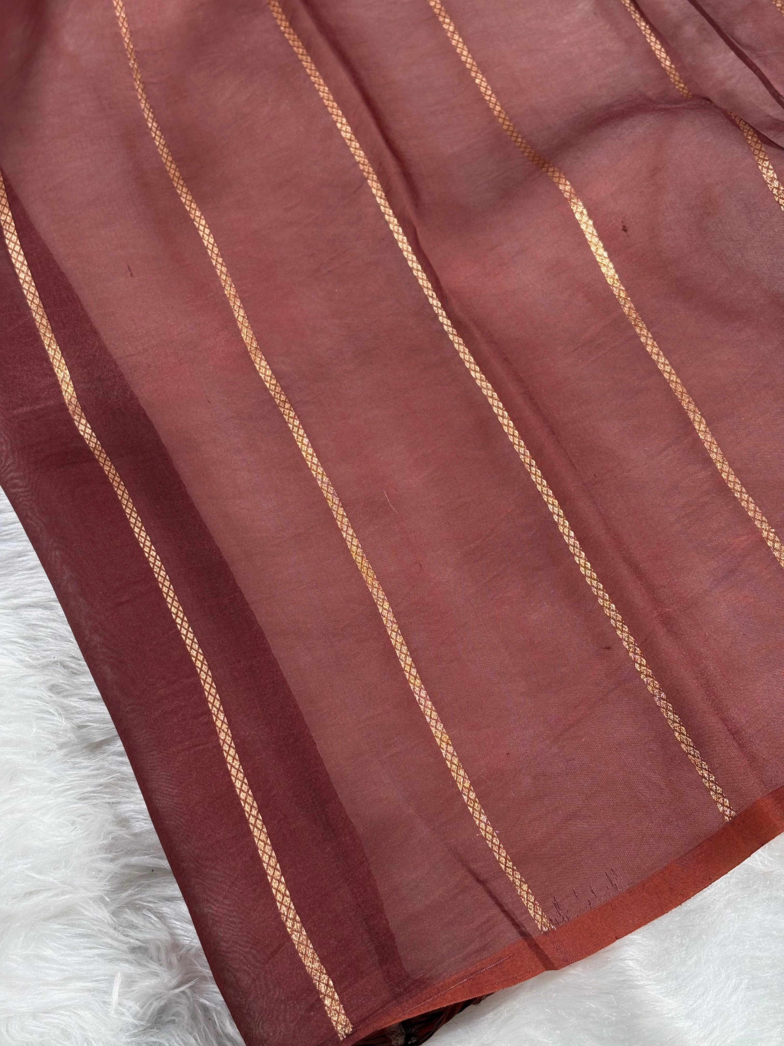 Pure Kora Organza Alfi Handloom Banarasi Saree