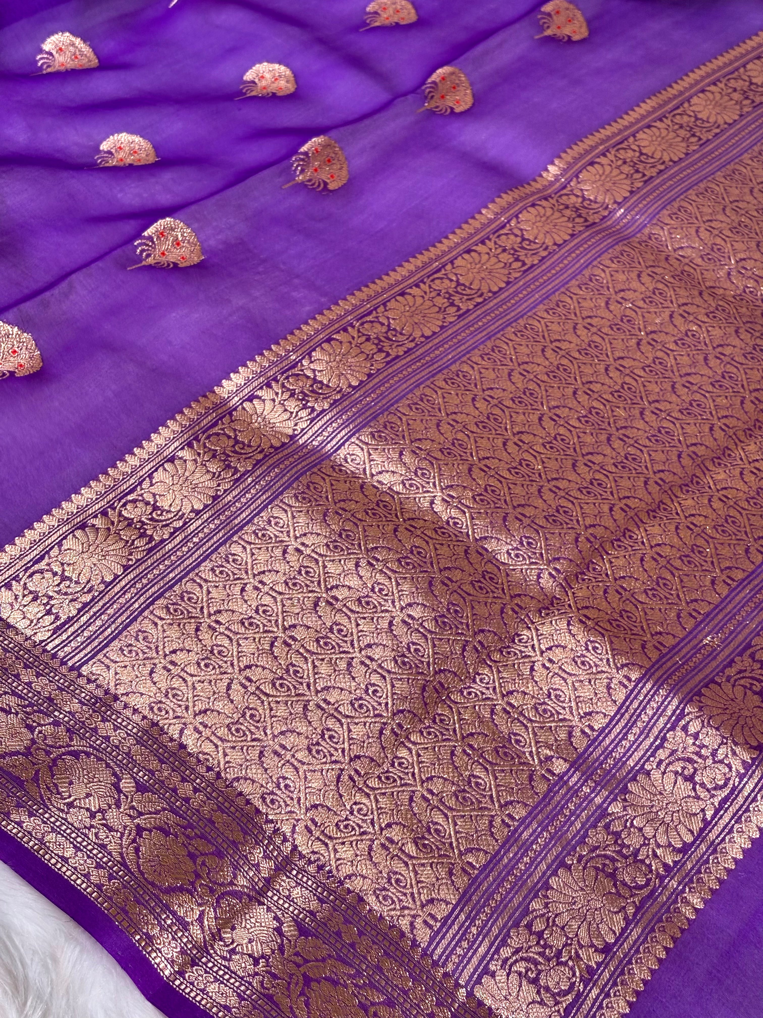 Pure Kora Organza Handloom Banarasi Saree