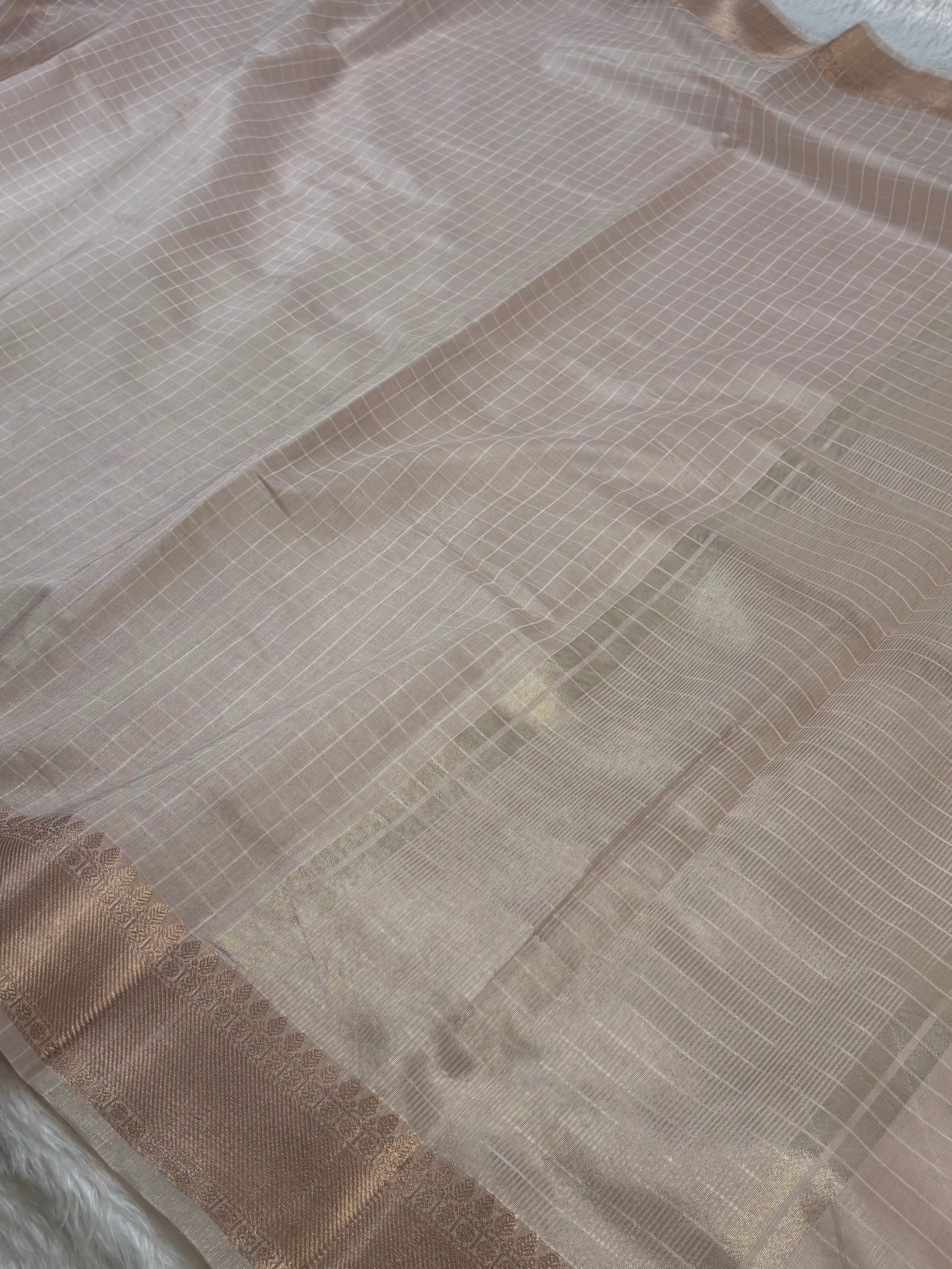Cotton Checks Banarasi Saree