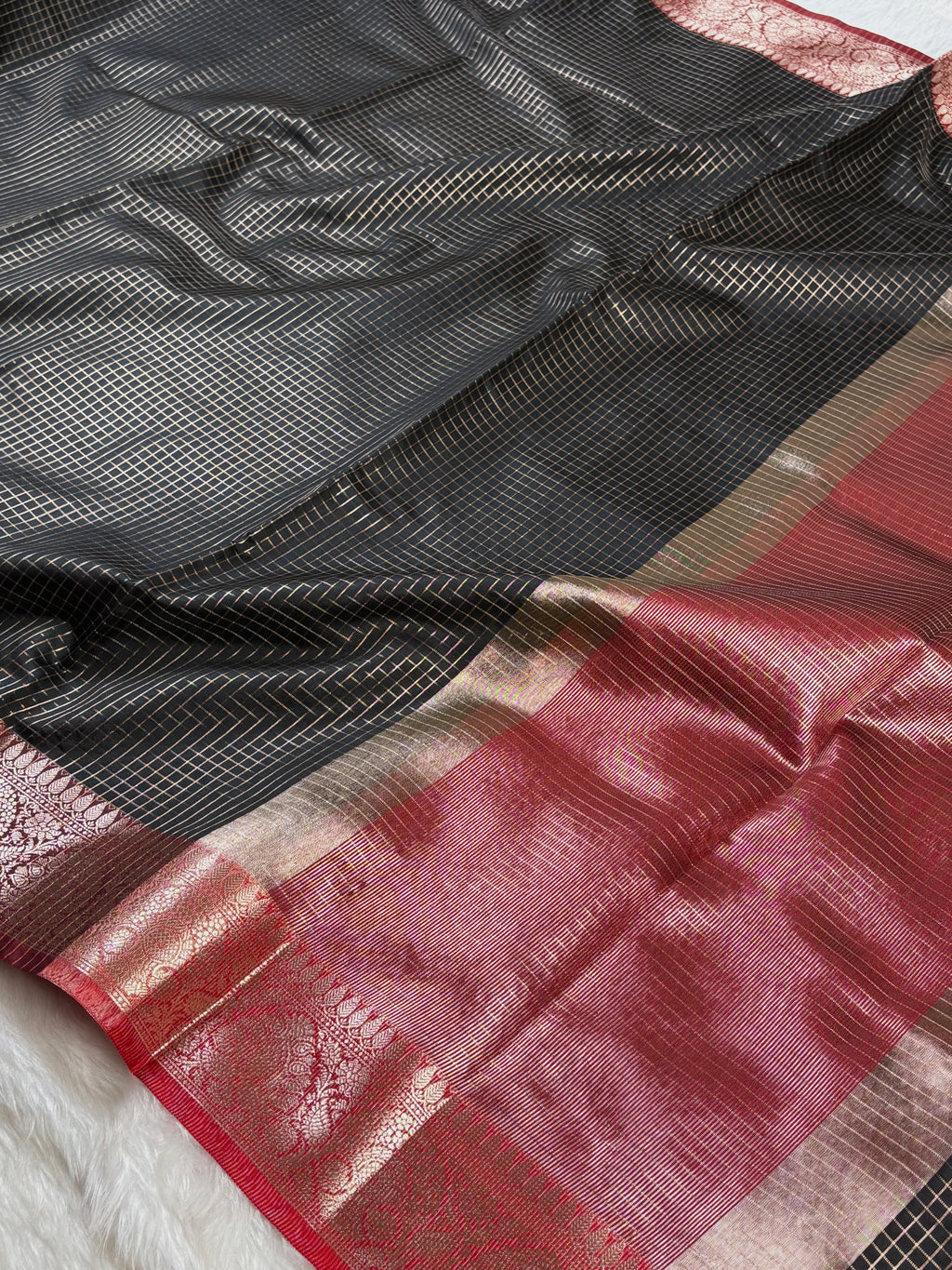 Katan Checks Banarasi Saree
