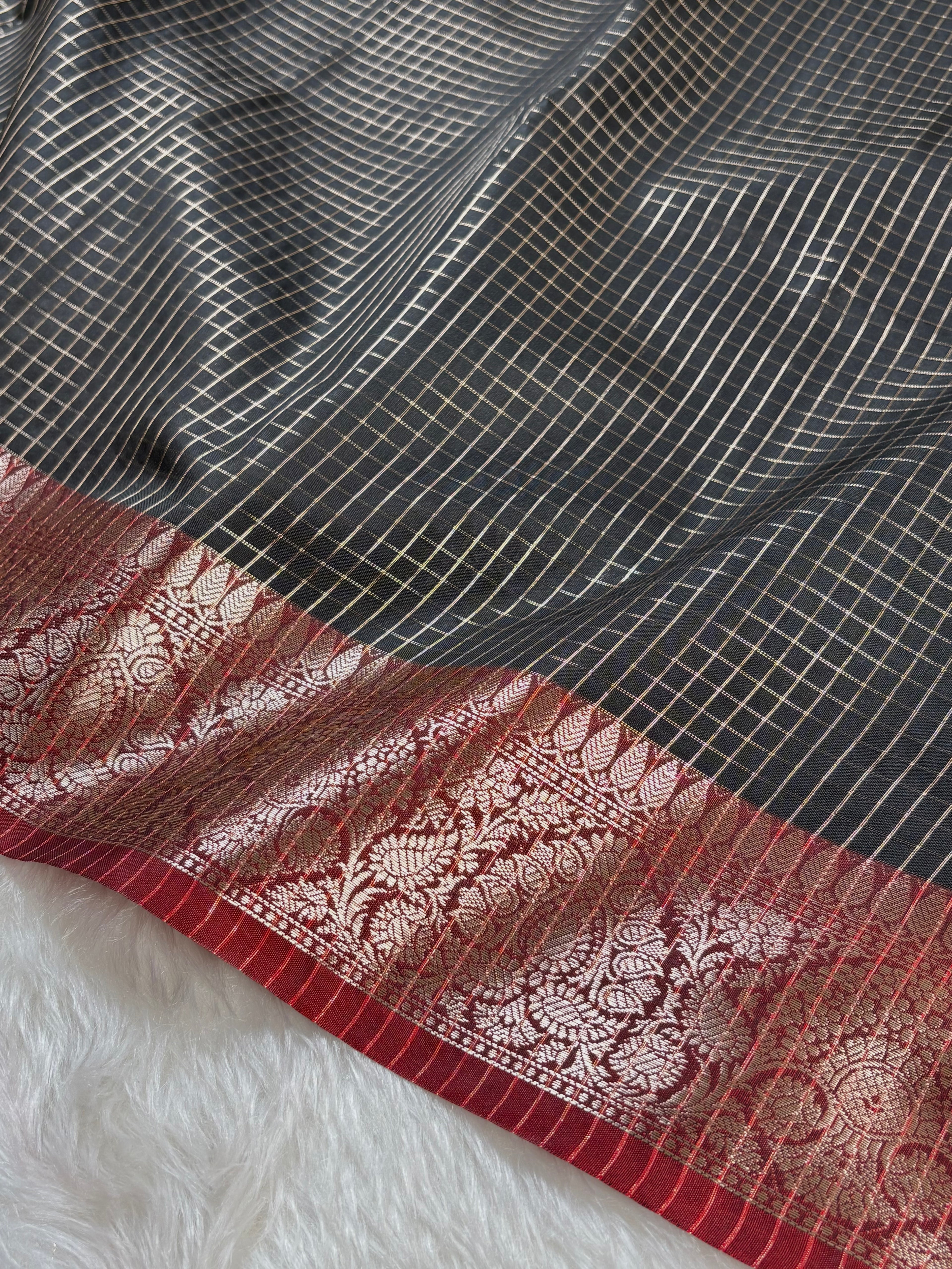 Katan Checks Banarasi Saree