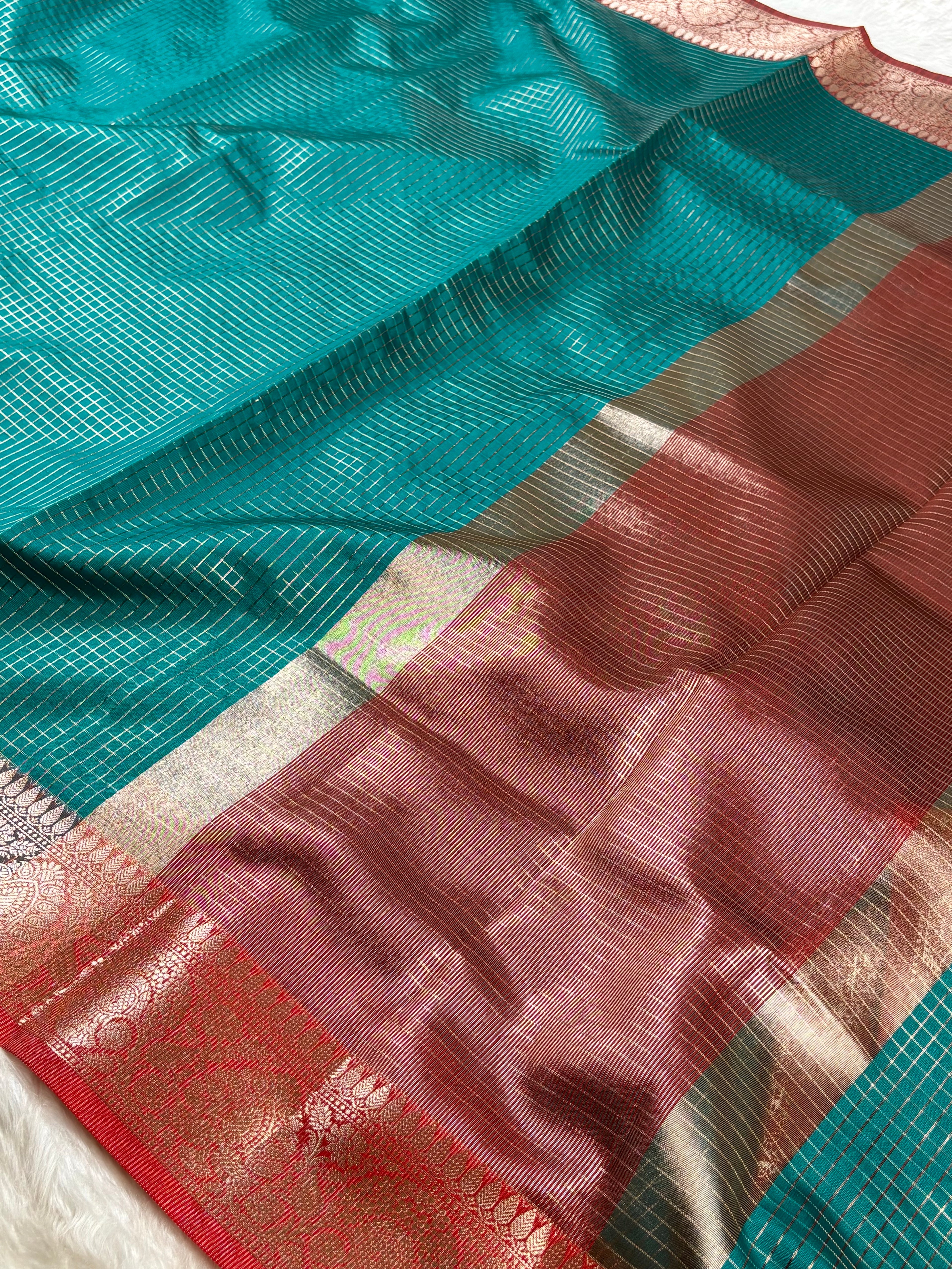 Katan Checks Banarasi Saree