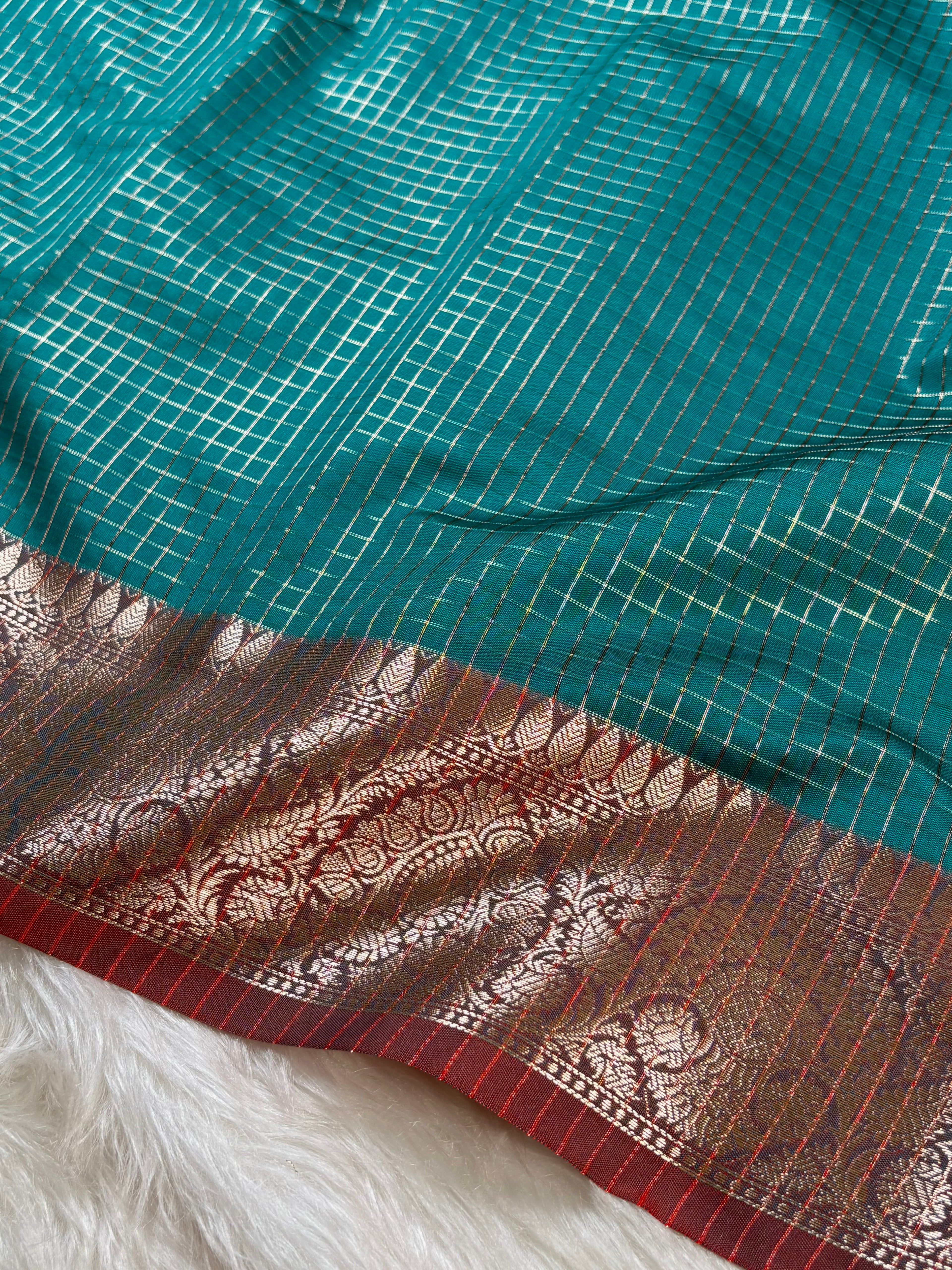 Katan Checks Banarasi Saree
