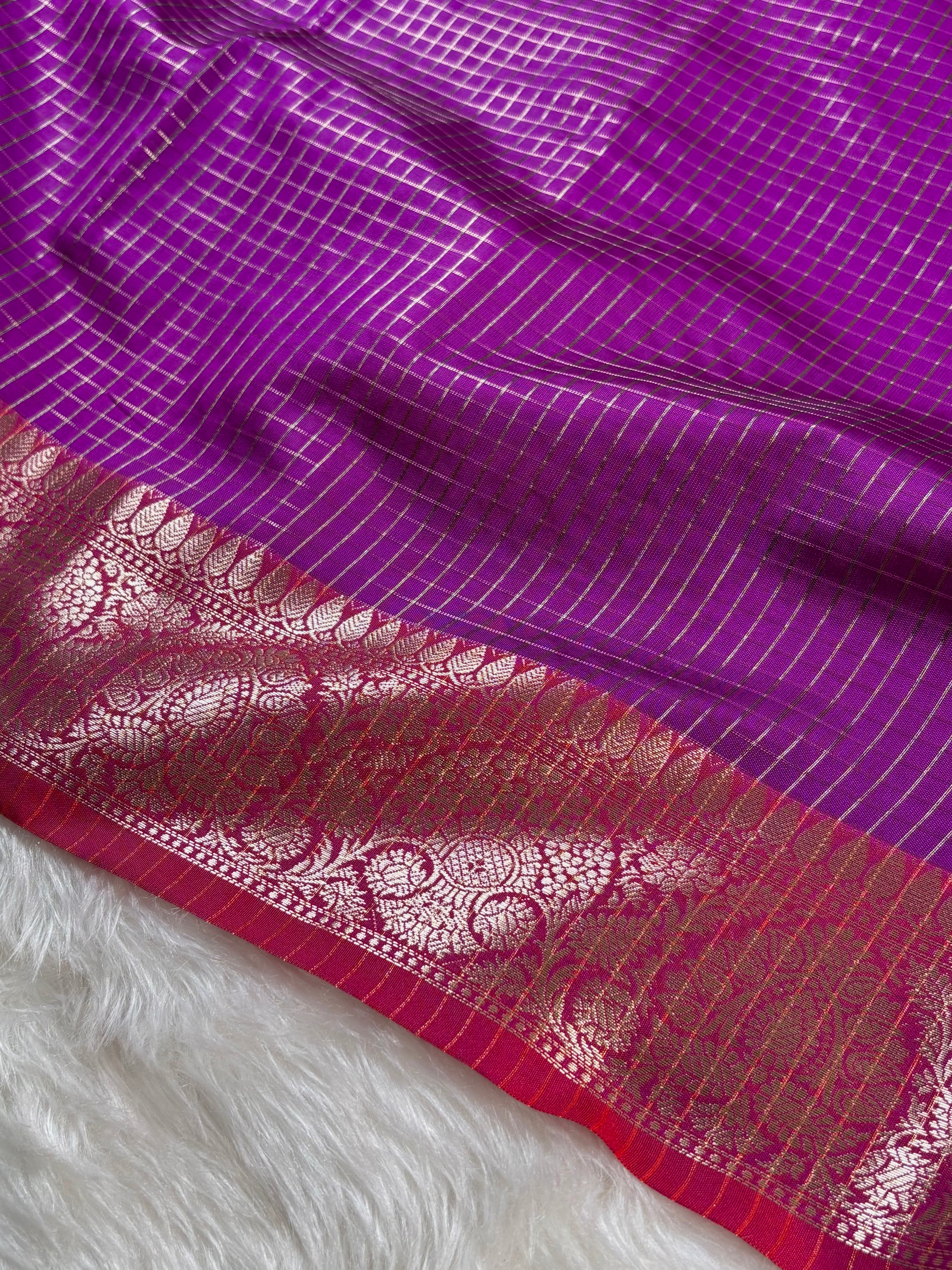 Katan Checks Banarasi Saree