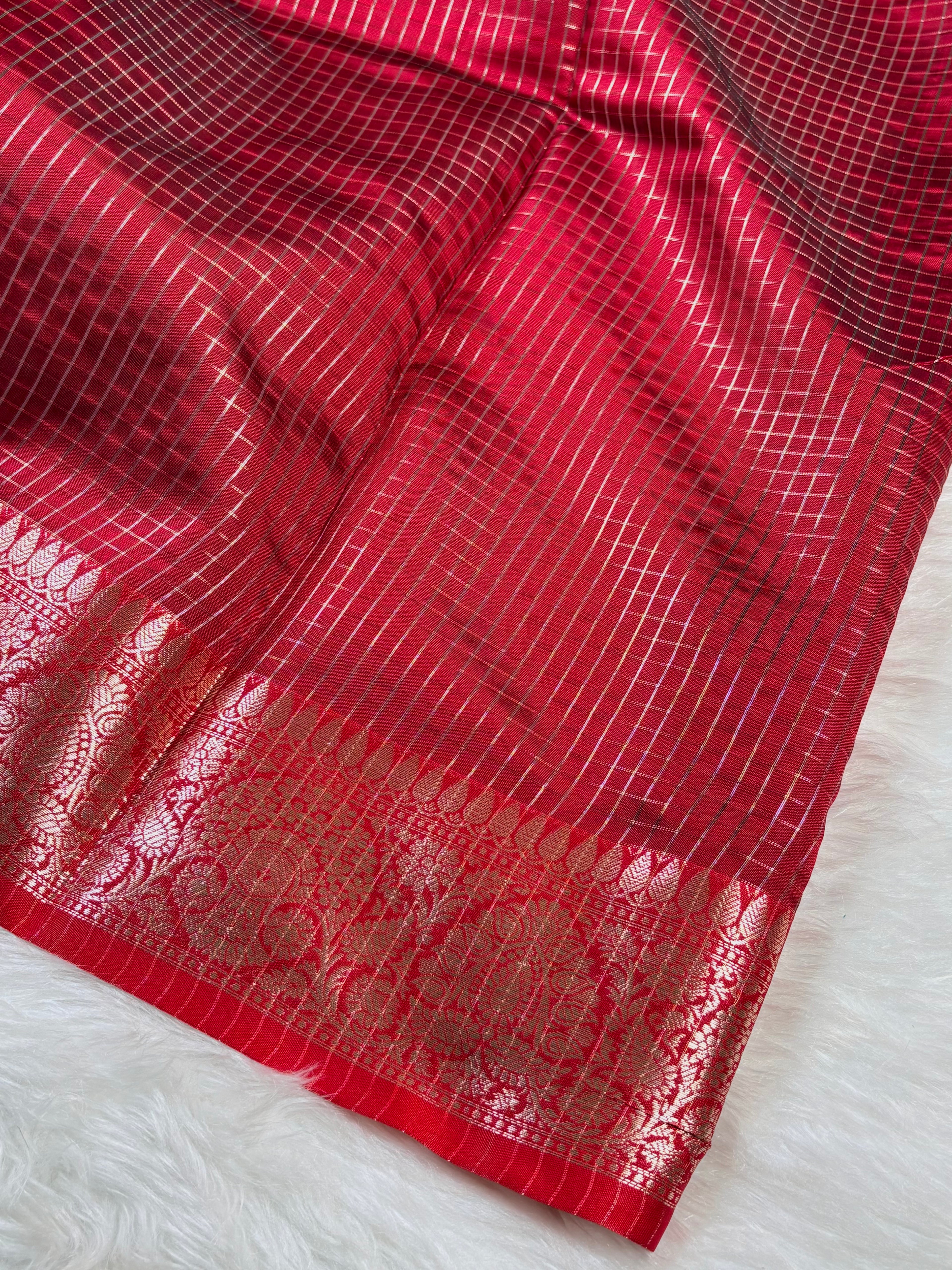 Katan Checks Banarasi Saree