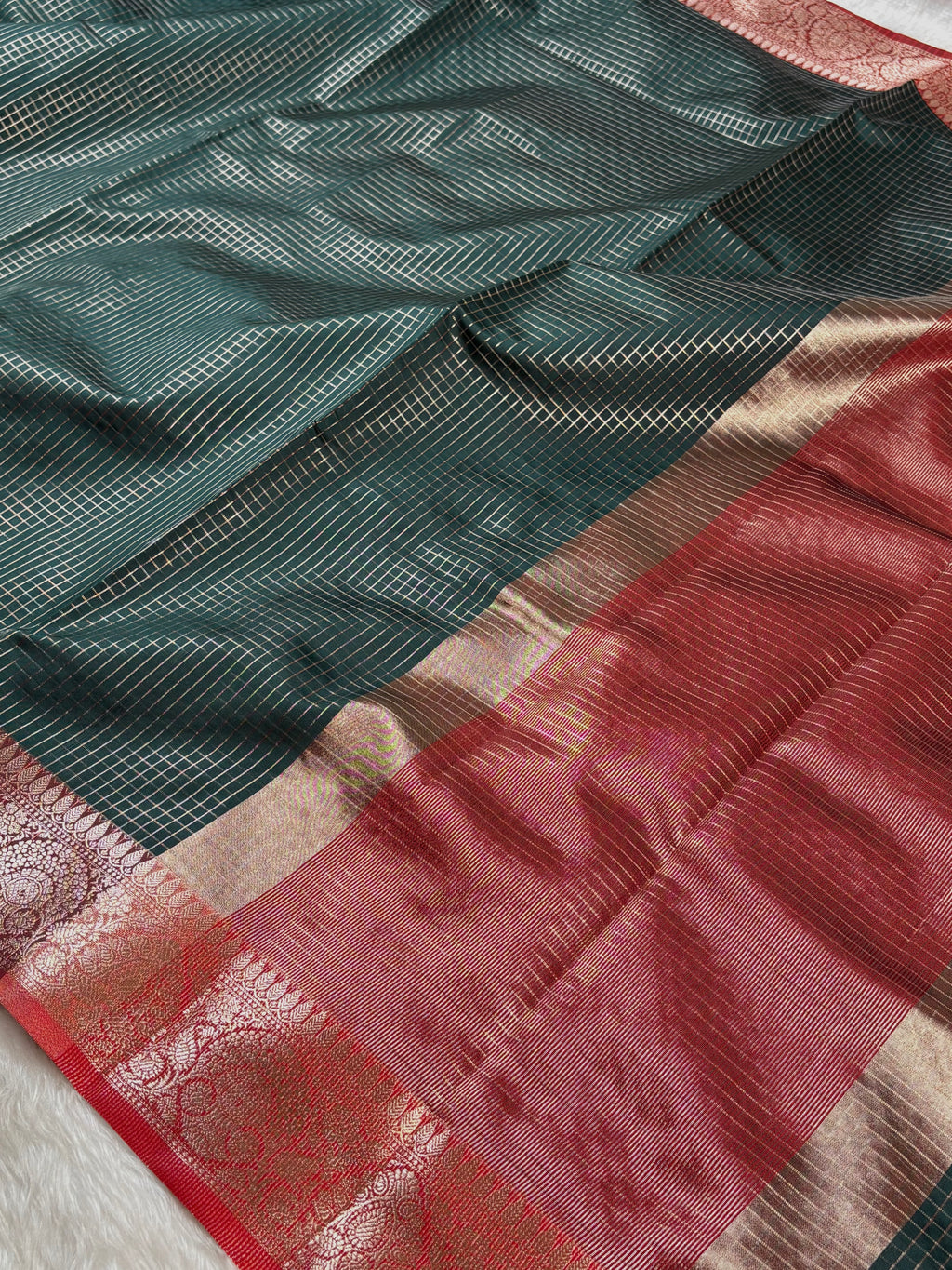 Katan Checks Banarasi Saree