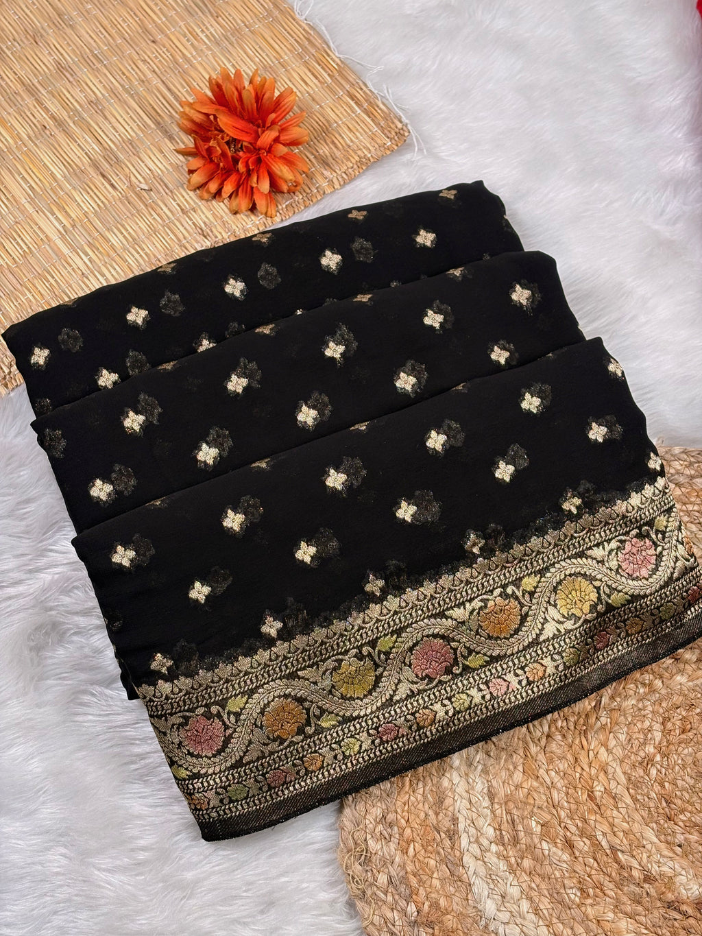 Khaddi Georgette Silk Mina Banarasi Saree
