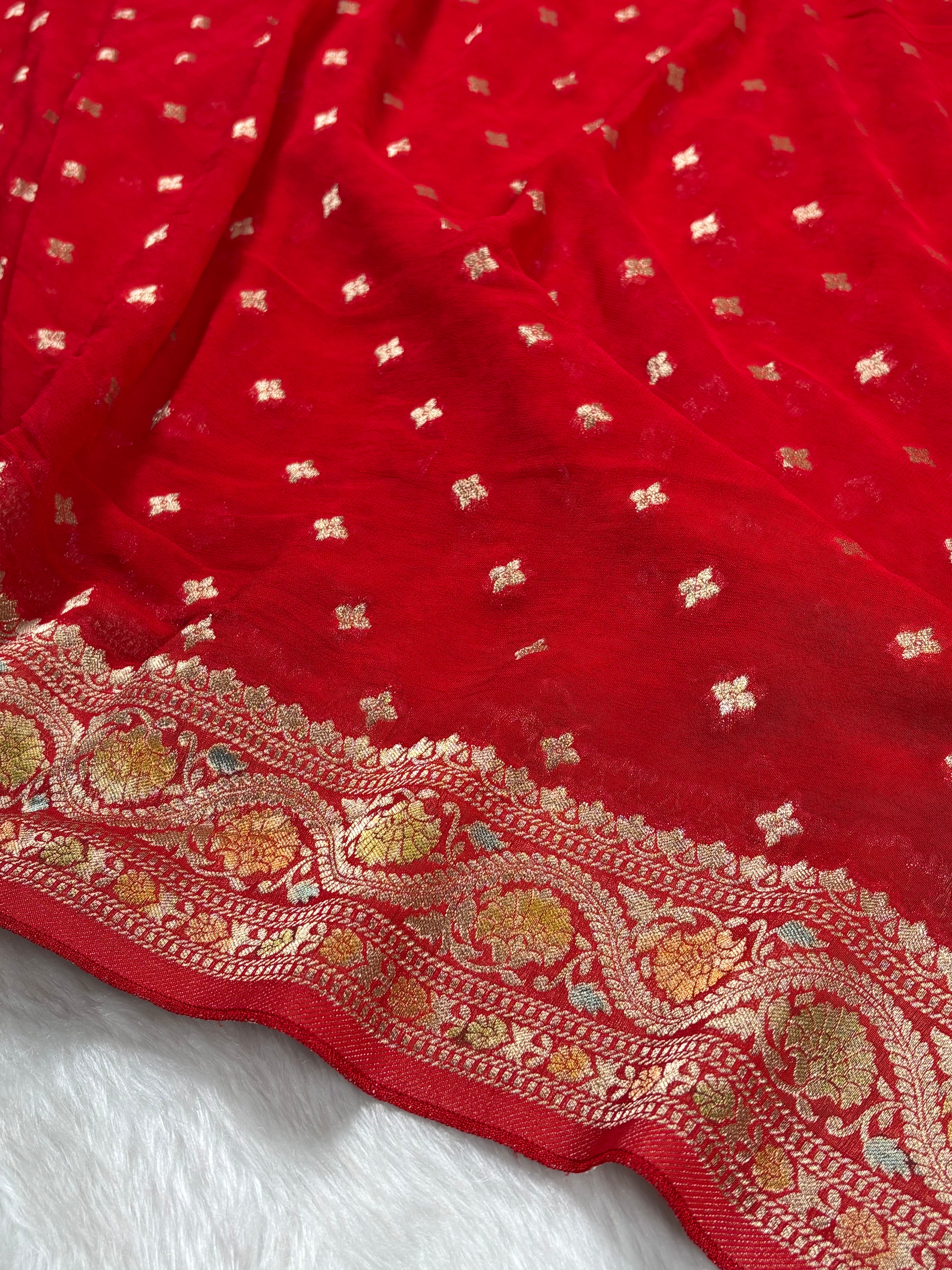 Khaddi Georgette Silk Mina Banarasi Saree