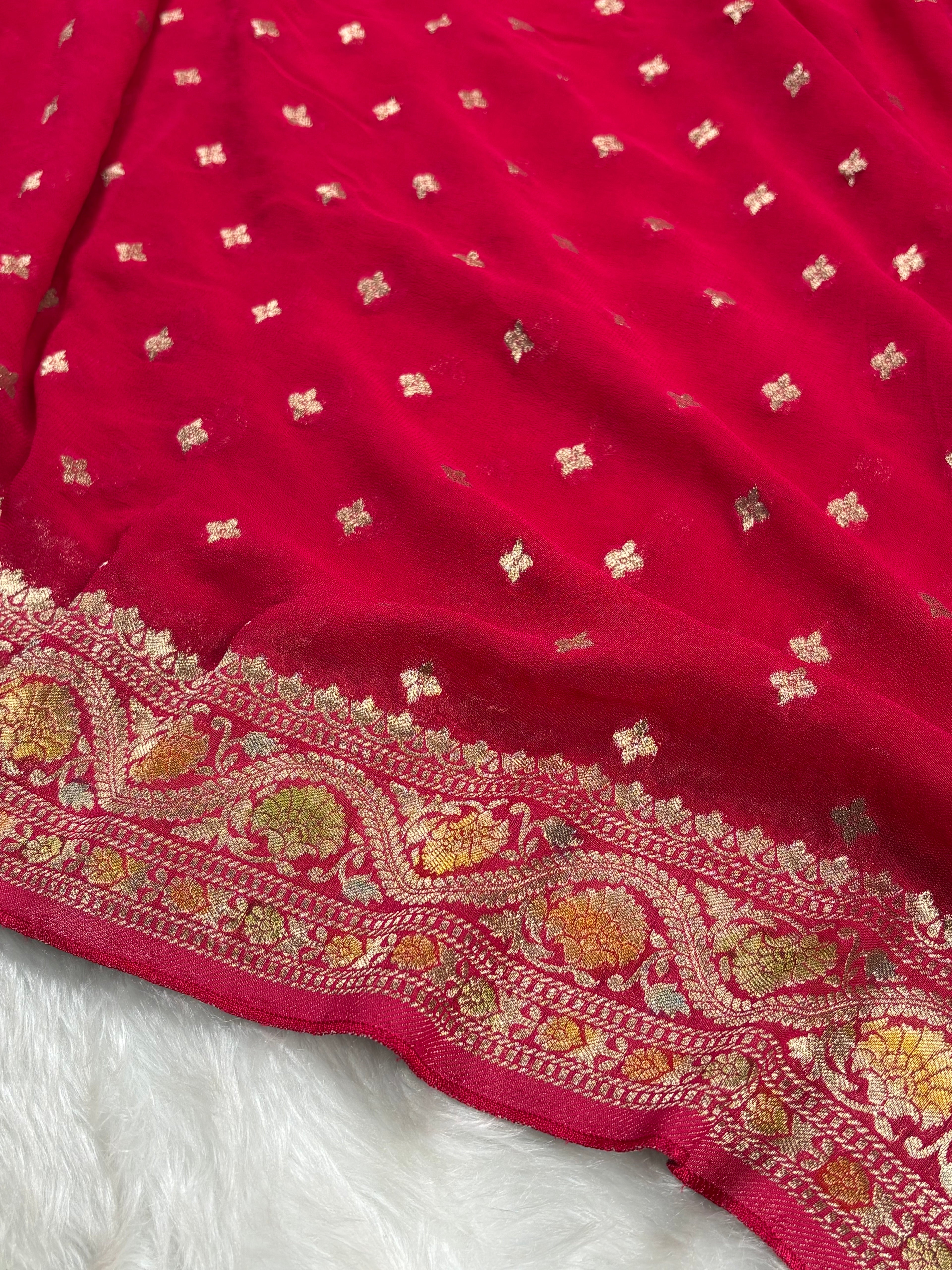 Khaddi Georgette Silk Mina Banarasi Saree