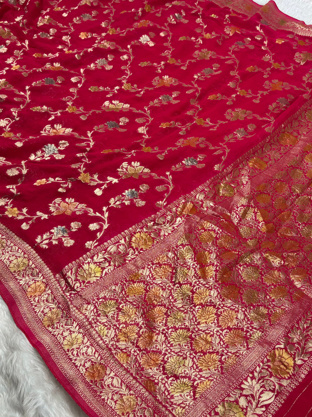khaddi Georgette Silk Mina Banarasi Saree