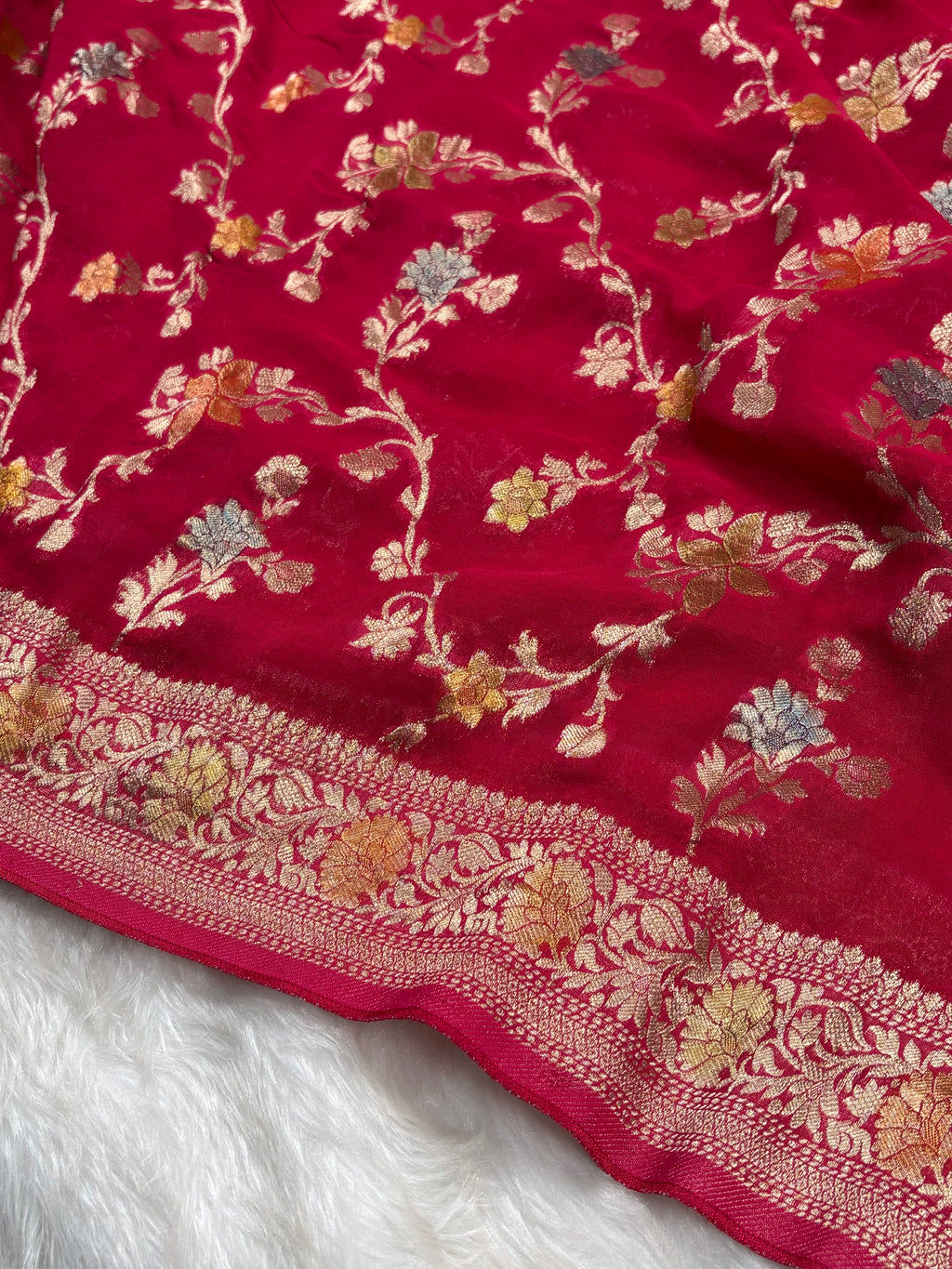 khaddi Georgette Silk Mina Banarasi Saree