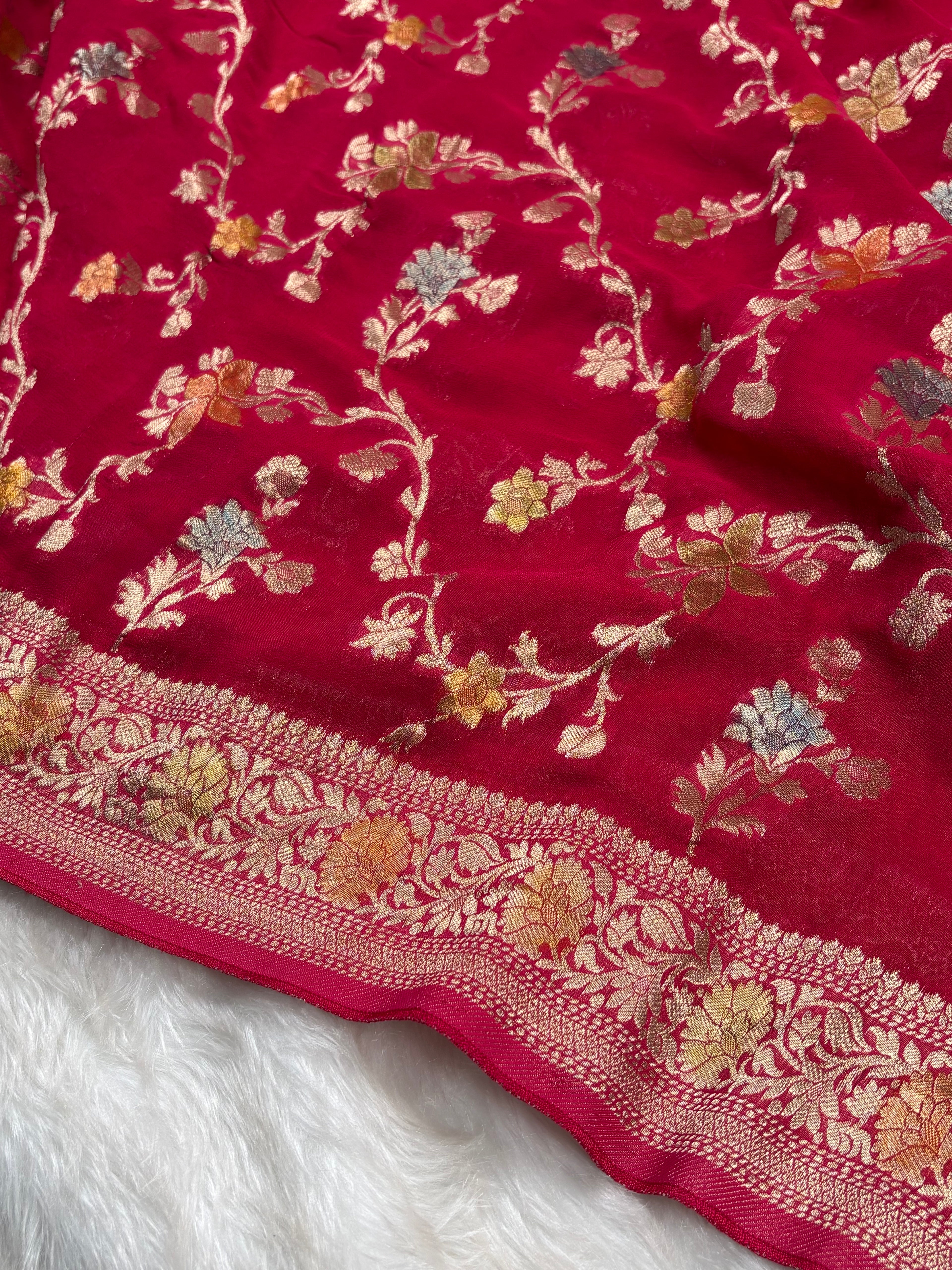 khaddi Georgette Silk Mina Banarasi Saree