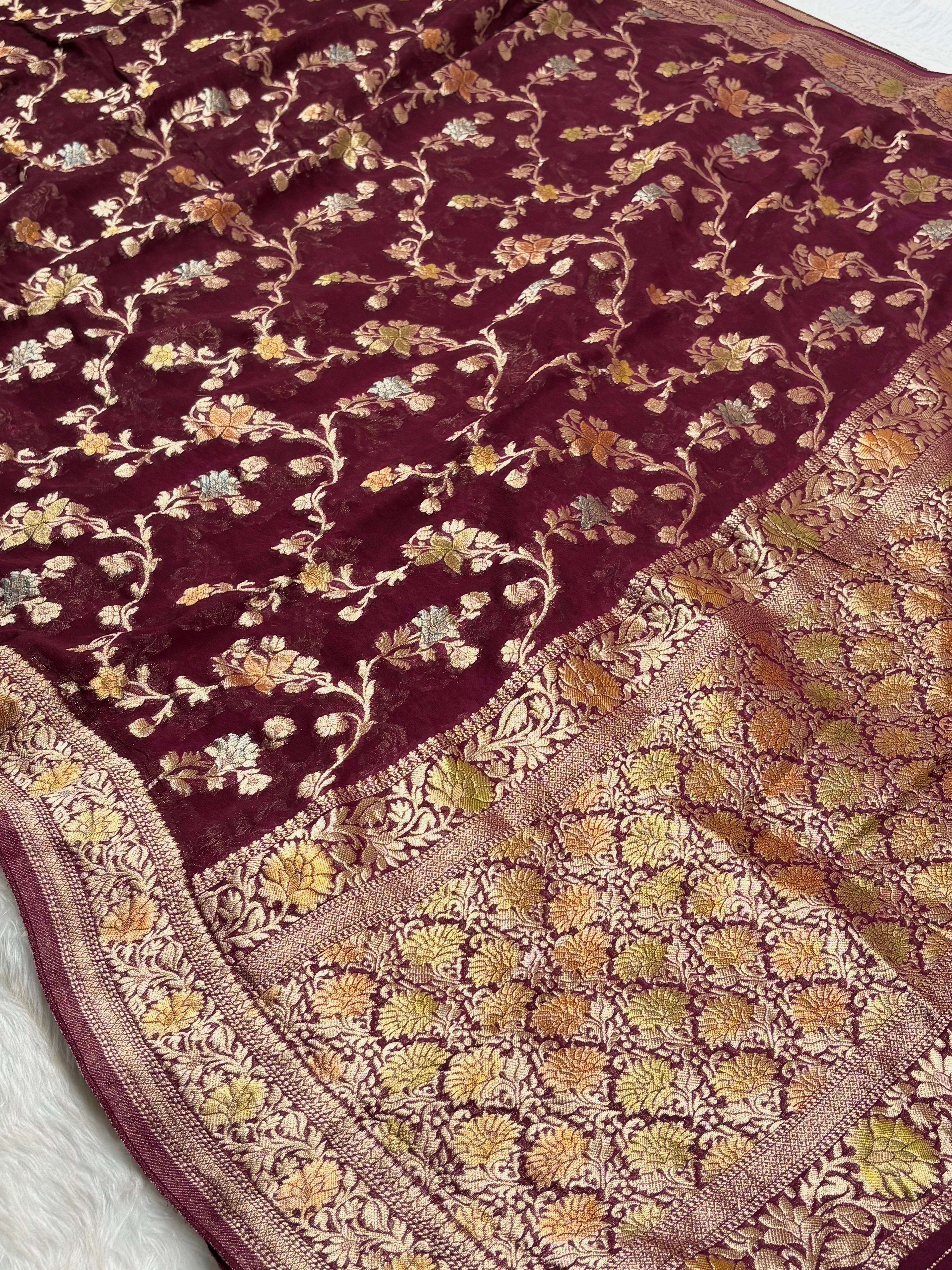 Khaddi Georgette Silk Mina Banarasi Saree