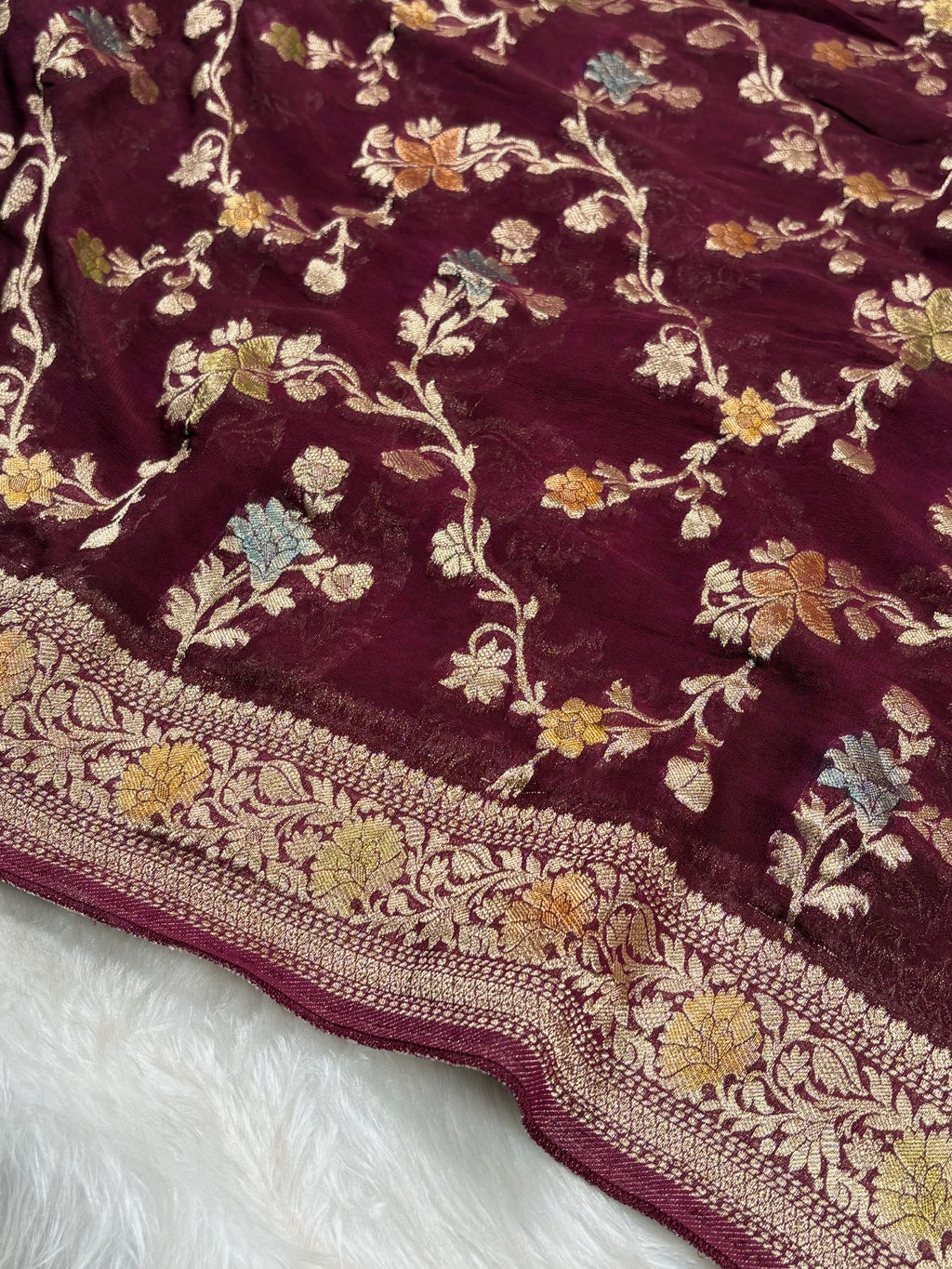Khaddi Georgette Silk Mina Banarasi Saree