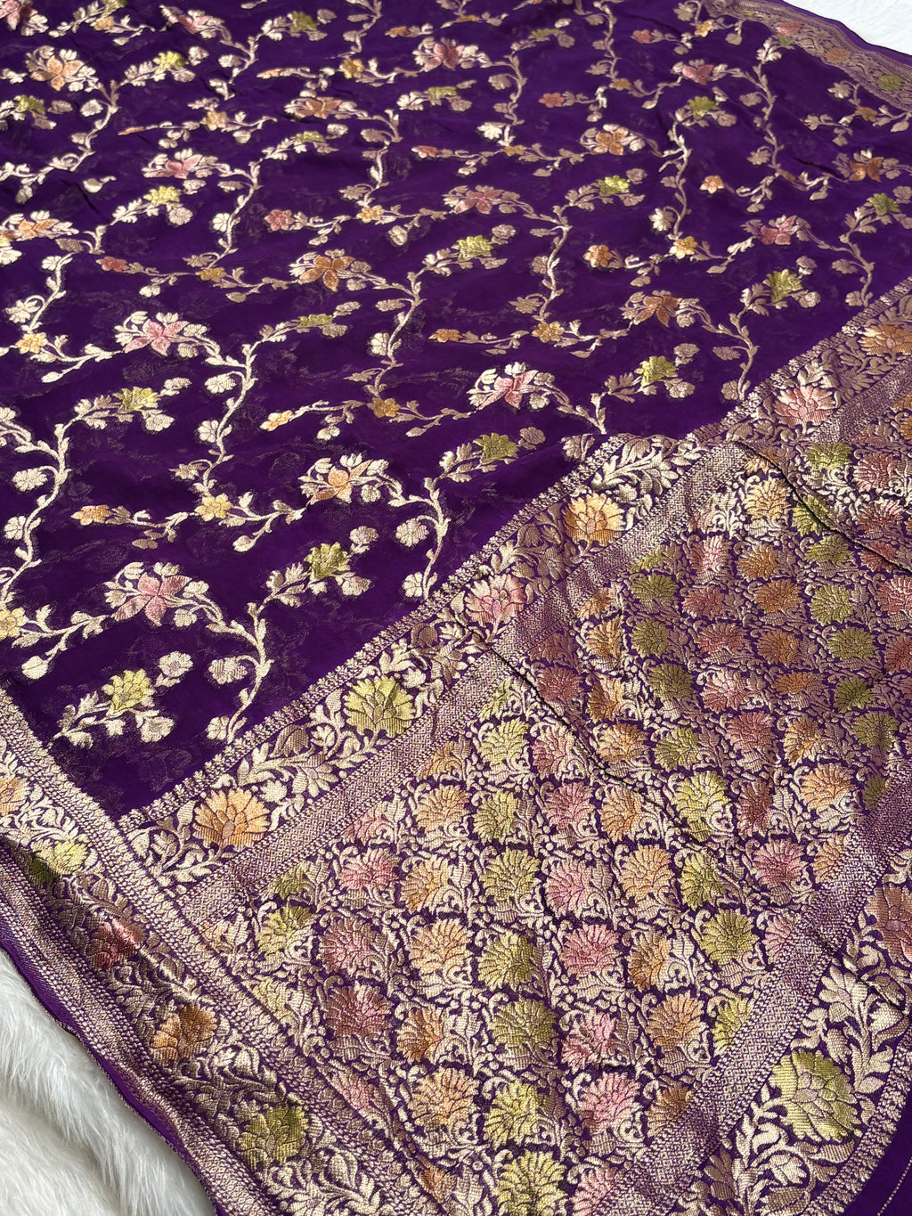 Khaddi Georgette Silk Mina Banarasi Saree