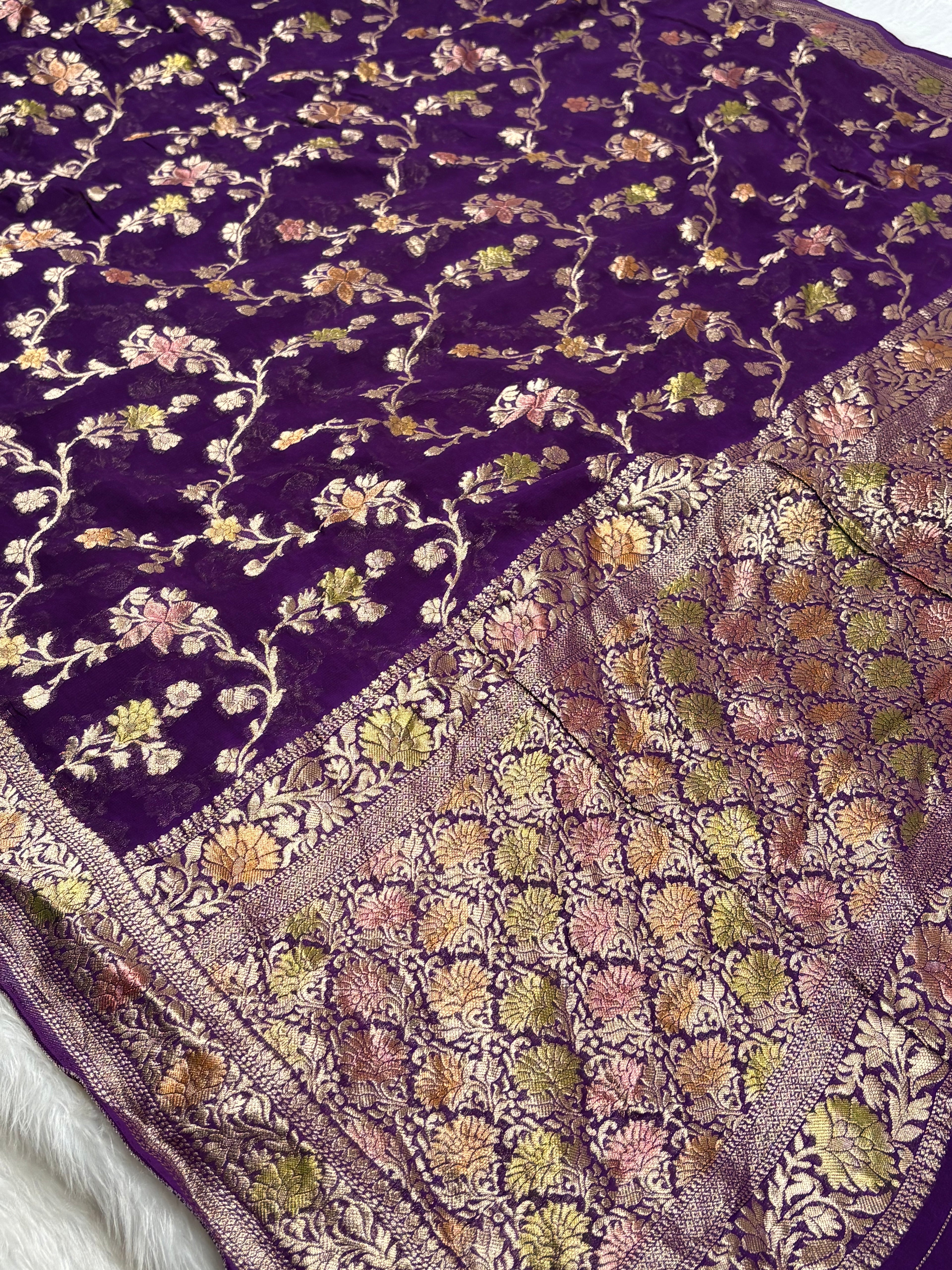 Khaddi Georgette Silk Mina Banarasi Saree